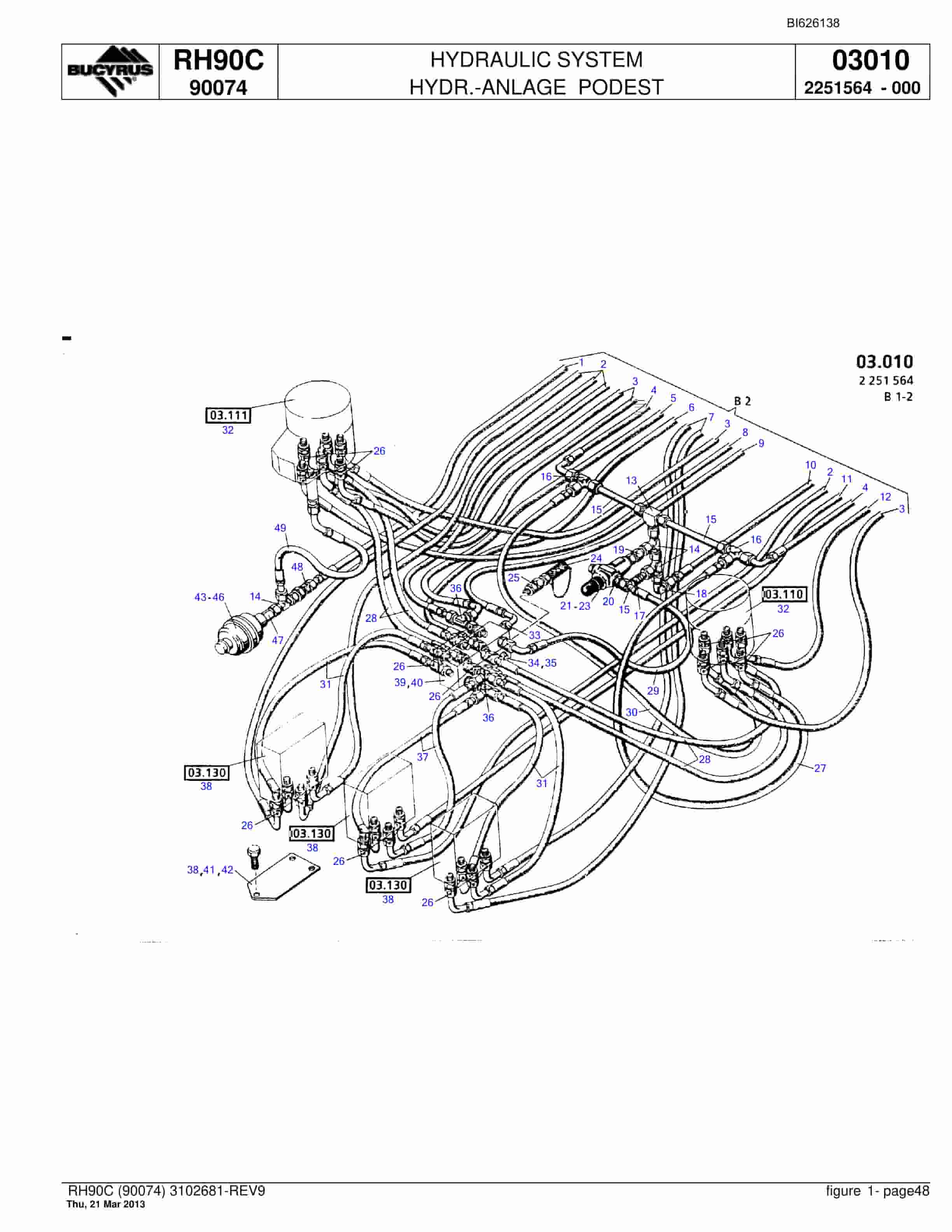 Bucyrus RH90C Hydraulic Excavator Parts Catalog BI626138-2