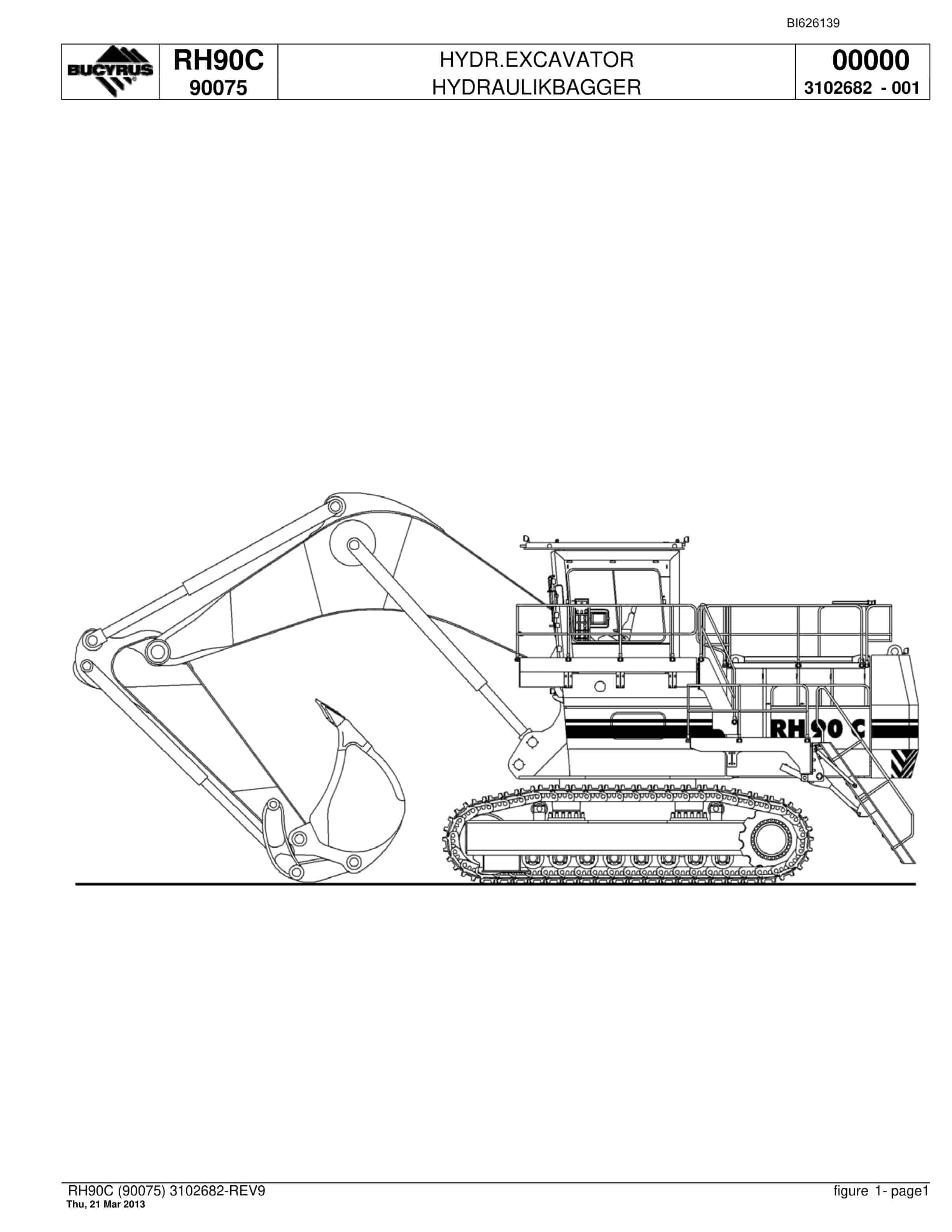 Bucyrus RH90C Hydraulic Excavator Parts Catalog BI626139