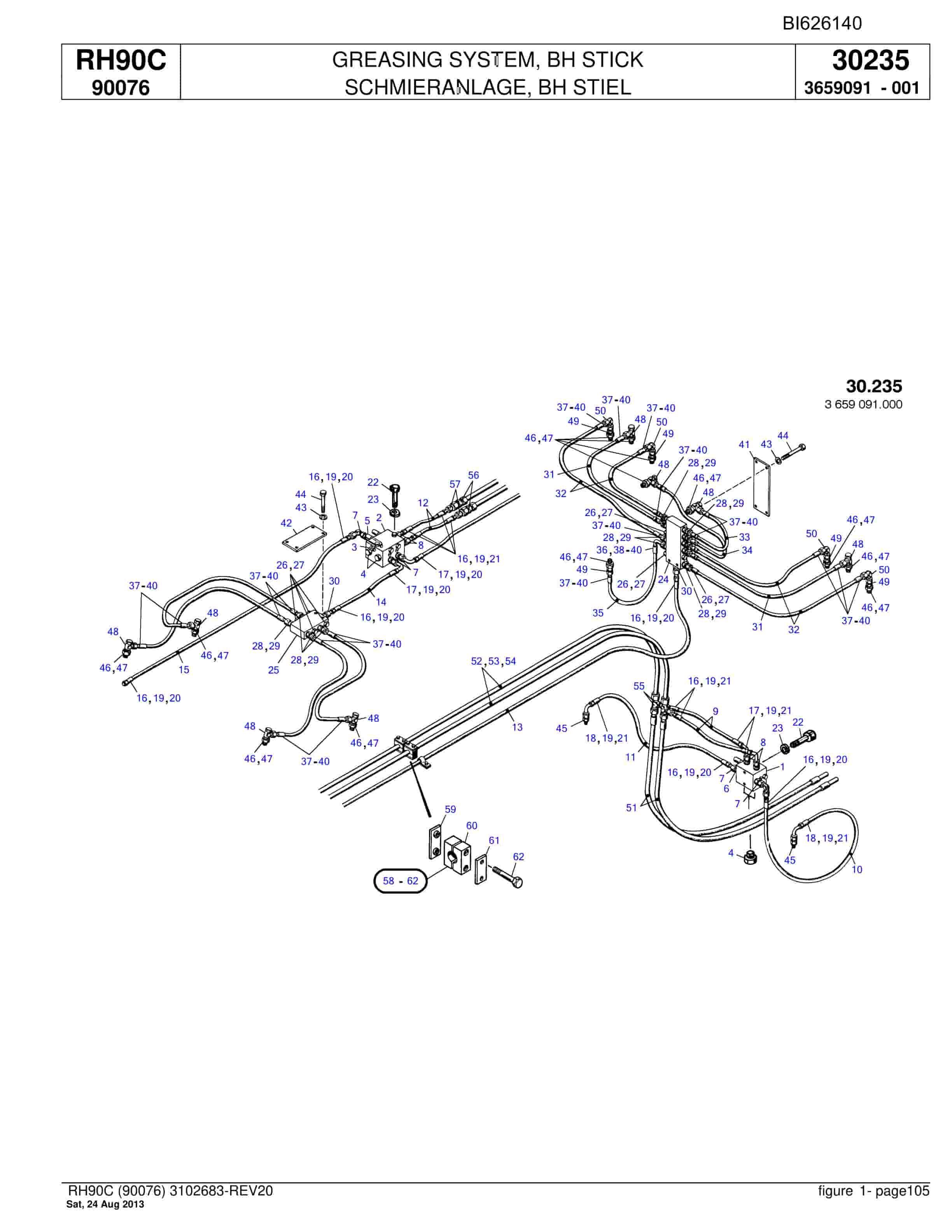 Bucyrus RH90C Hydraulic Excavator Parts Catalog BI626140-4