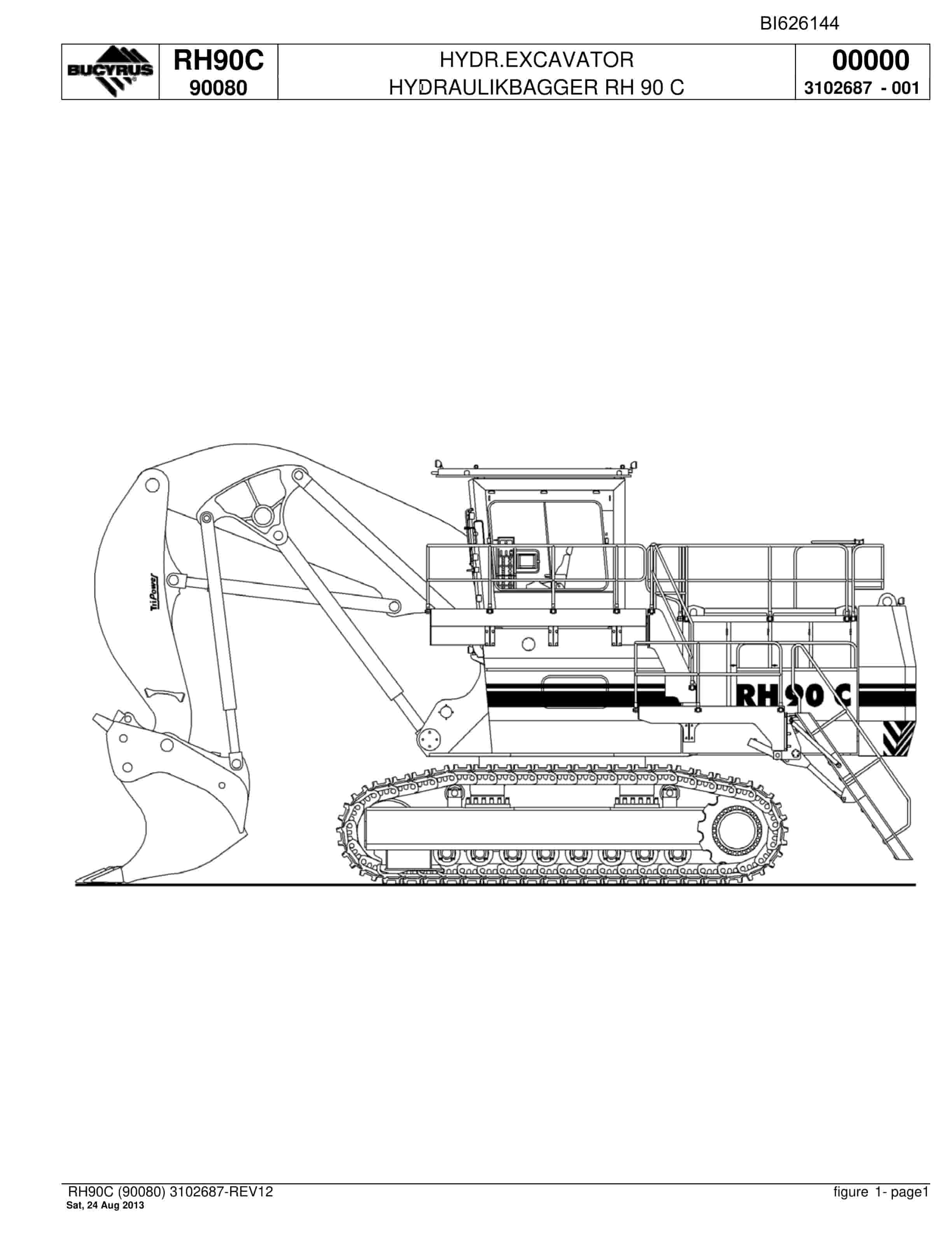 Bucyrus RH90C Hydraulic Excavator Parts Catalog BI626144