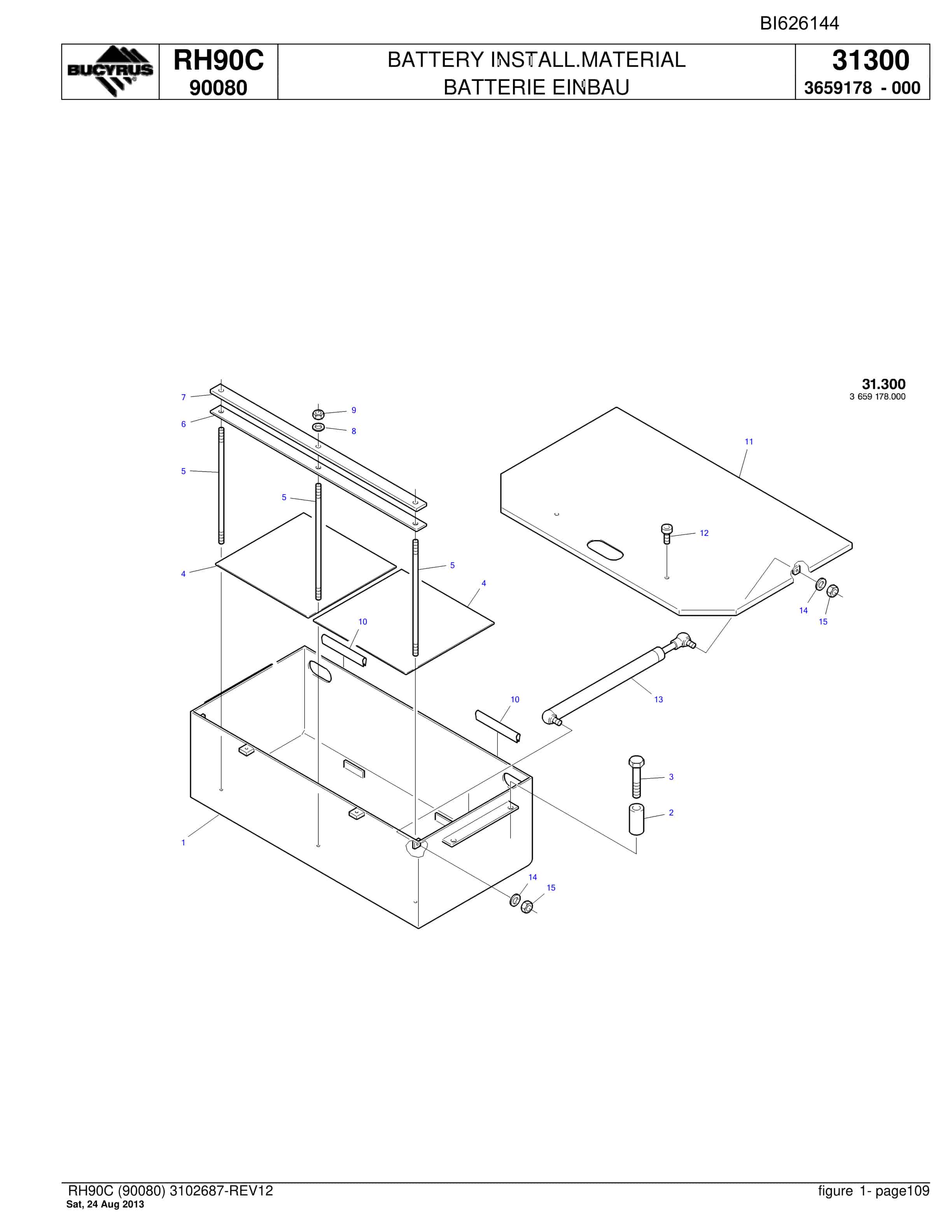 Bucyrus RH90C Hydraulic Excavator Parts Catalog BI626144-4