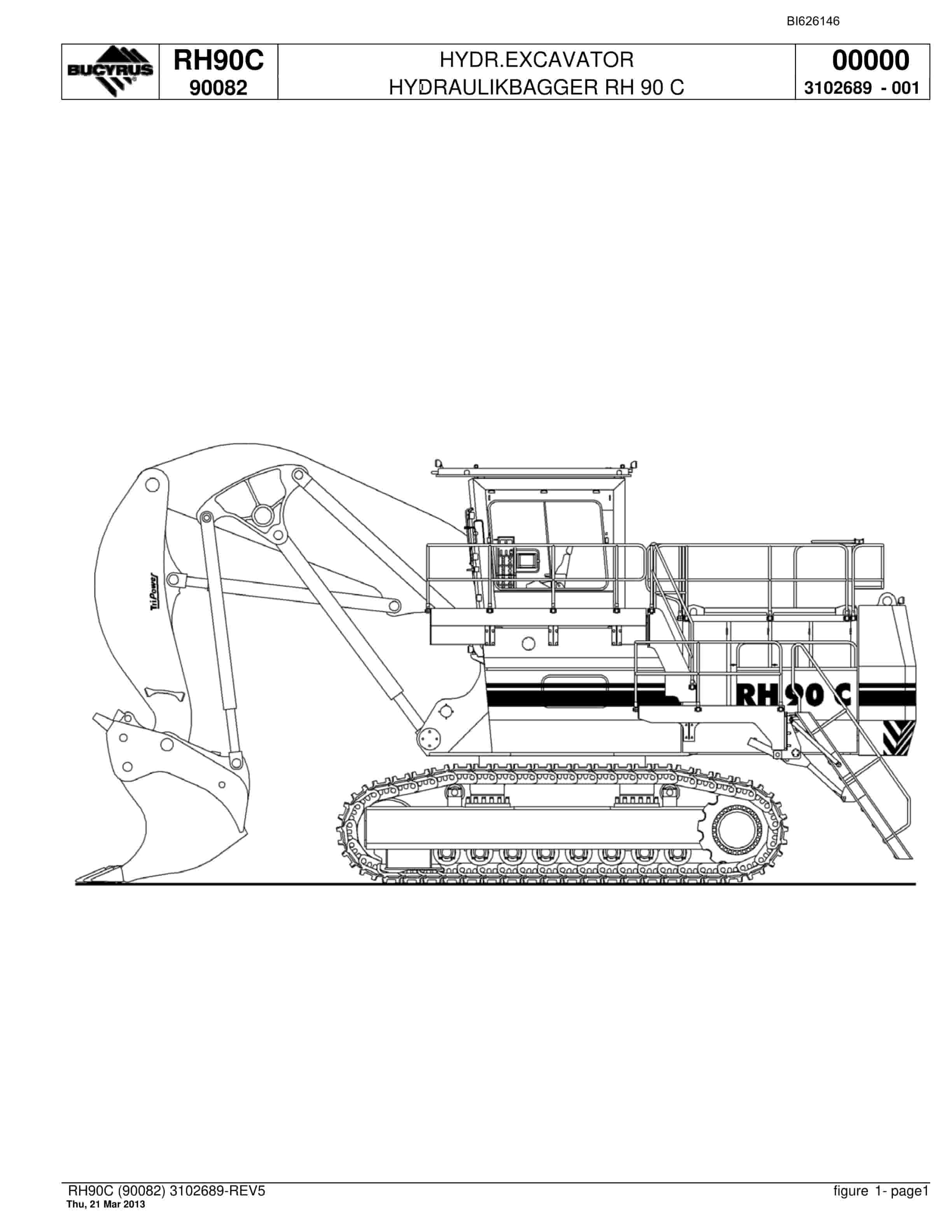 Bucyrus RH90C Hydraulic Excavator Parts Catalog BI626146