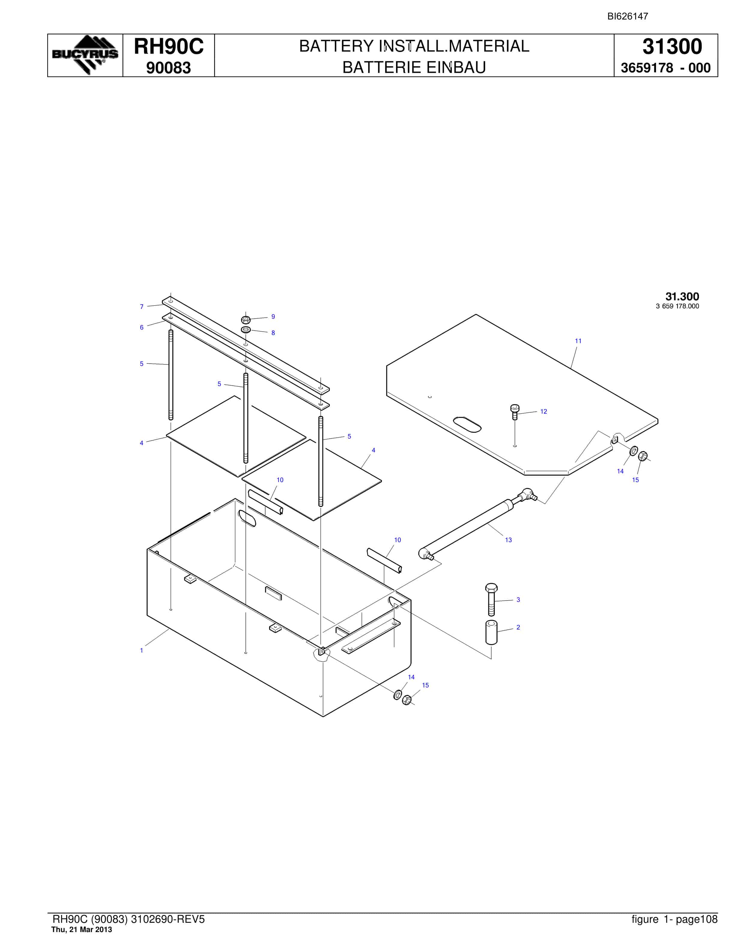 Bucyrus RH90C Hydraulic Excavator Parts Catalog BI626147-4