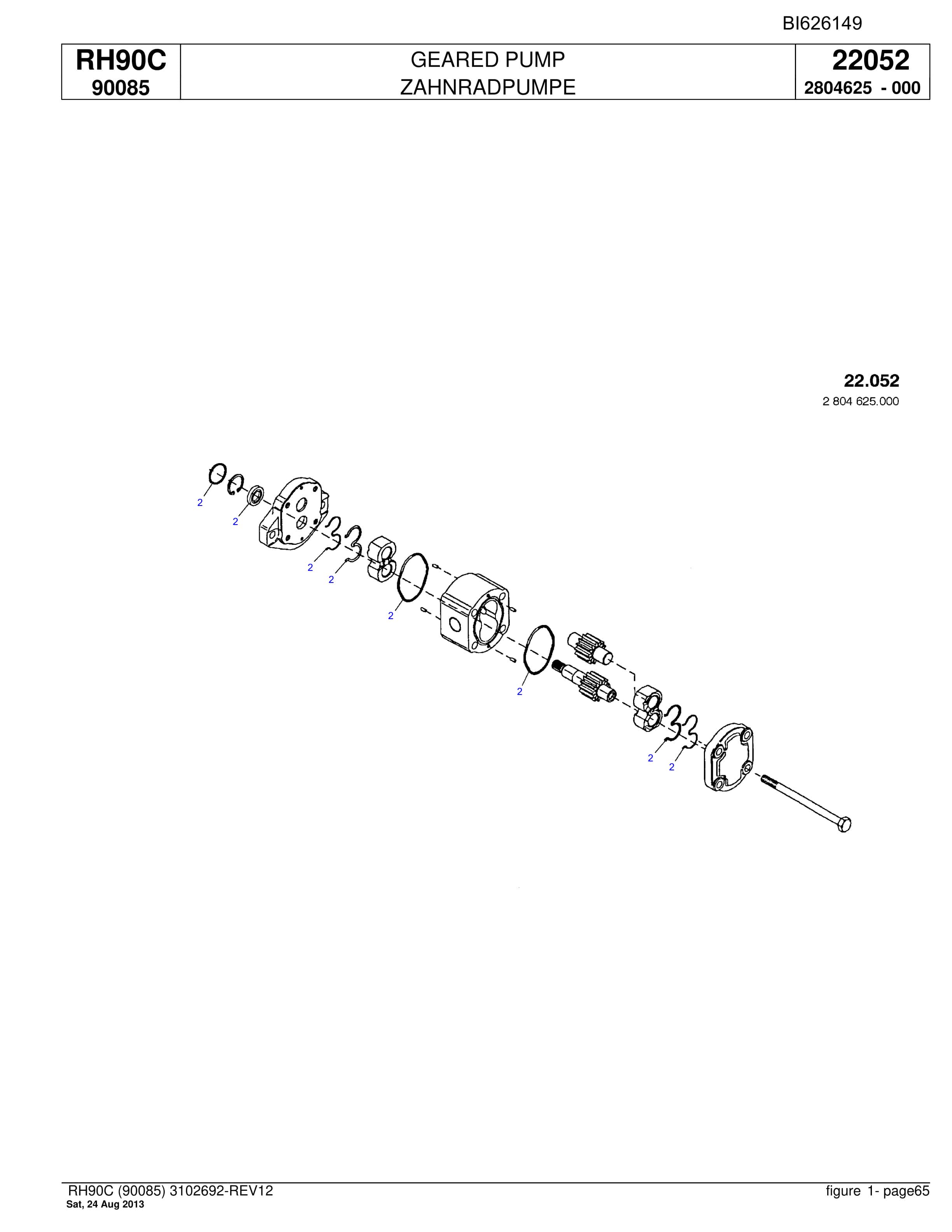Bucyrus RH90C Hydraulic Excavator Parts Catalog BI626149-2
