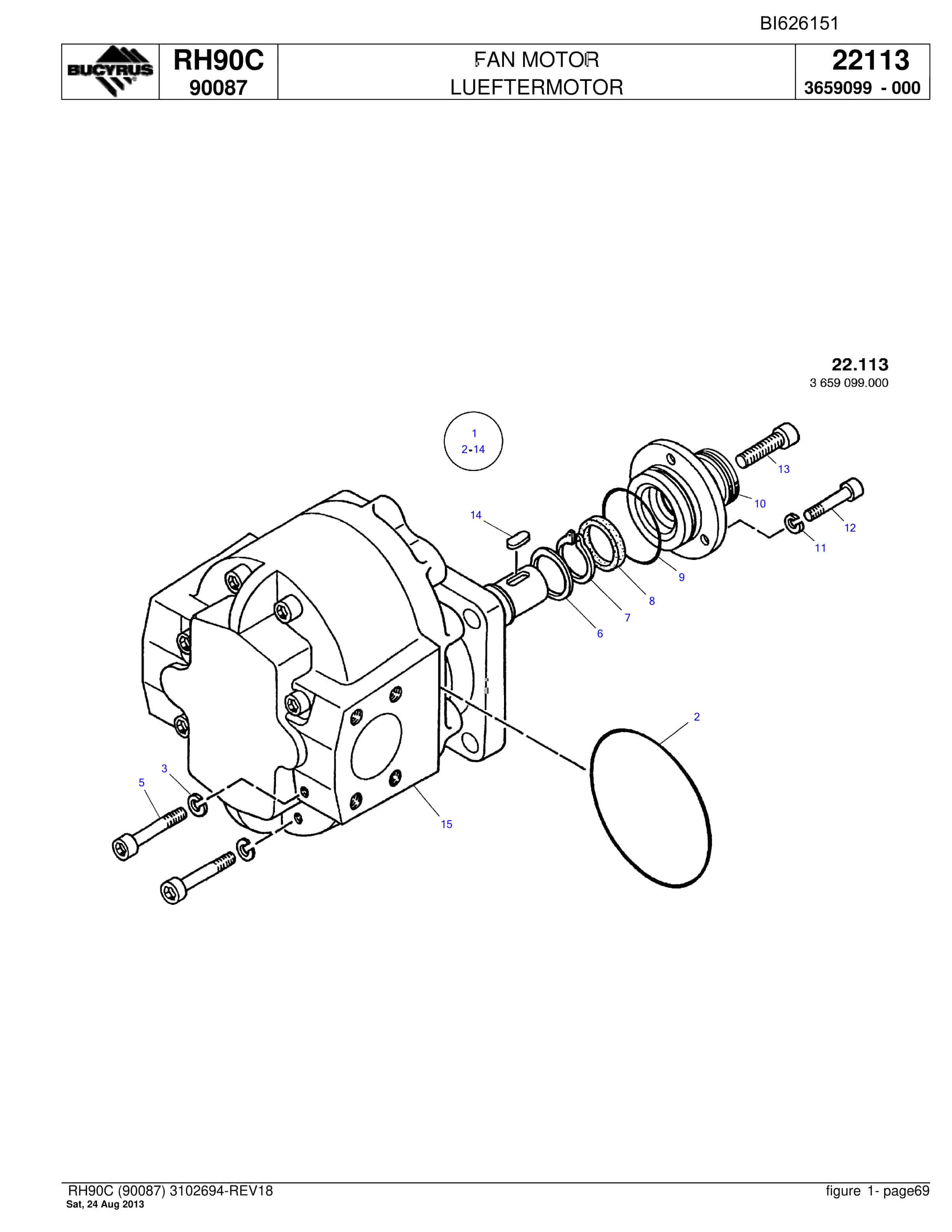 Bucyrus RH90C Hydraulic Excavator Parts Catalog BI626151-2