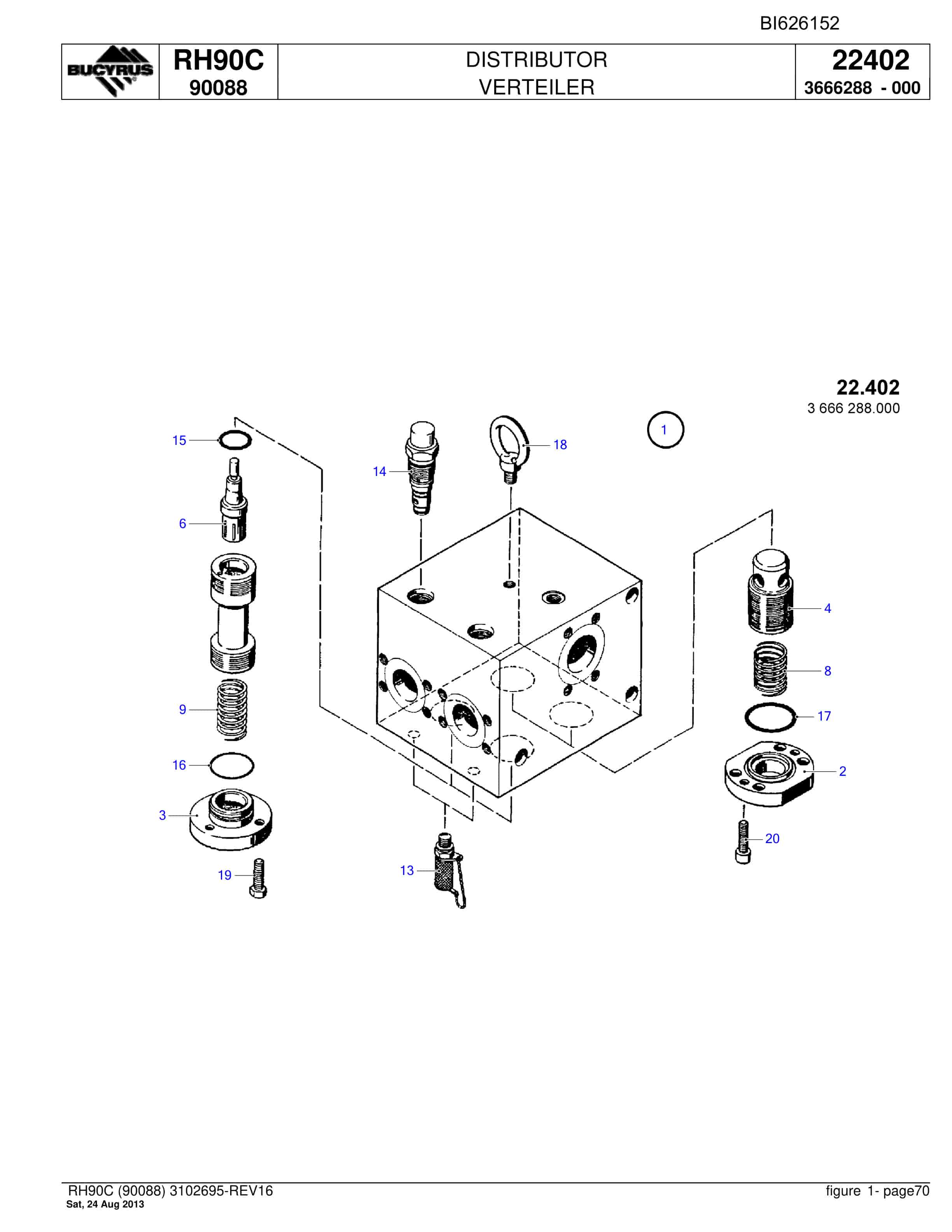 Bucyrus RH90C Hydraulic Excavator Parts Catalog BI626152-2