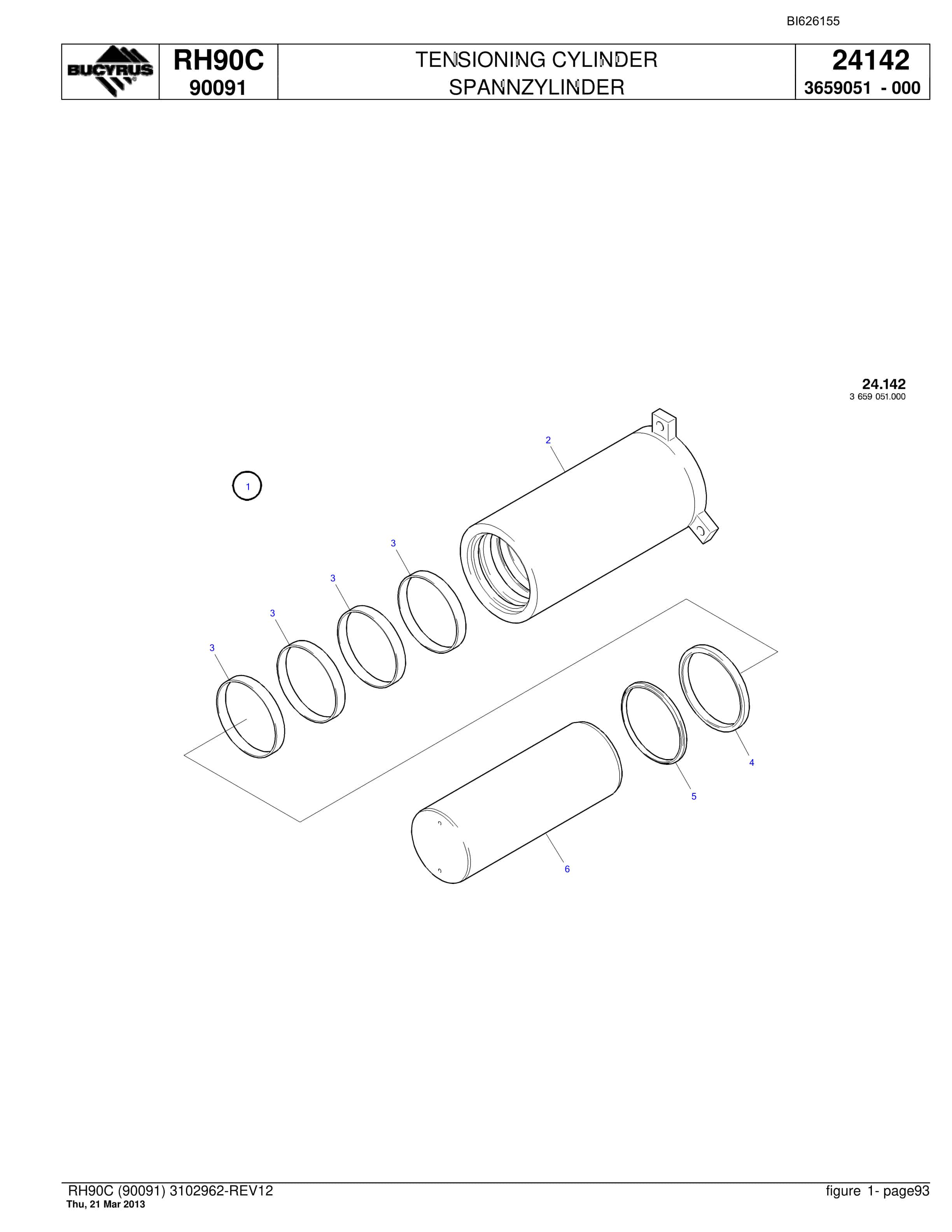 Bucyrus RH90C Hydraulic Excavator Parts Catalog BI626155-3