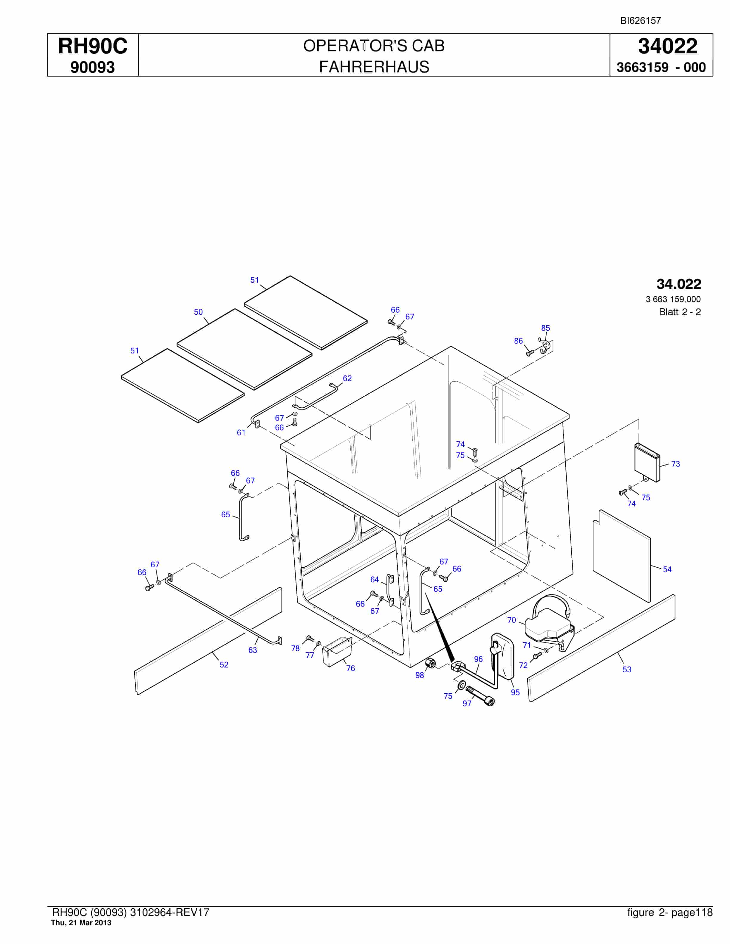Bucyrus RH90C Hydraulic Excavator Parts Catalog BI626157-5
