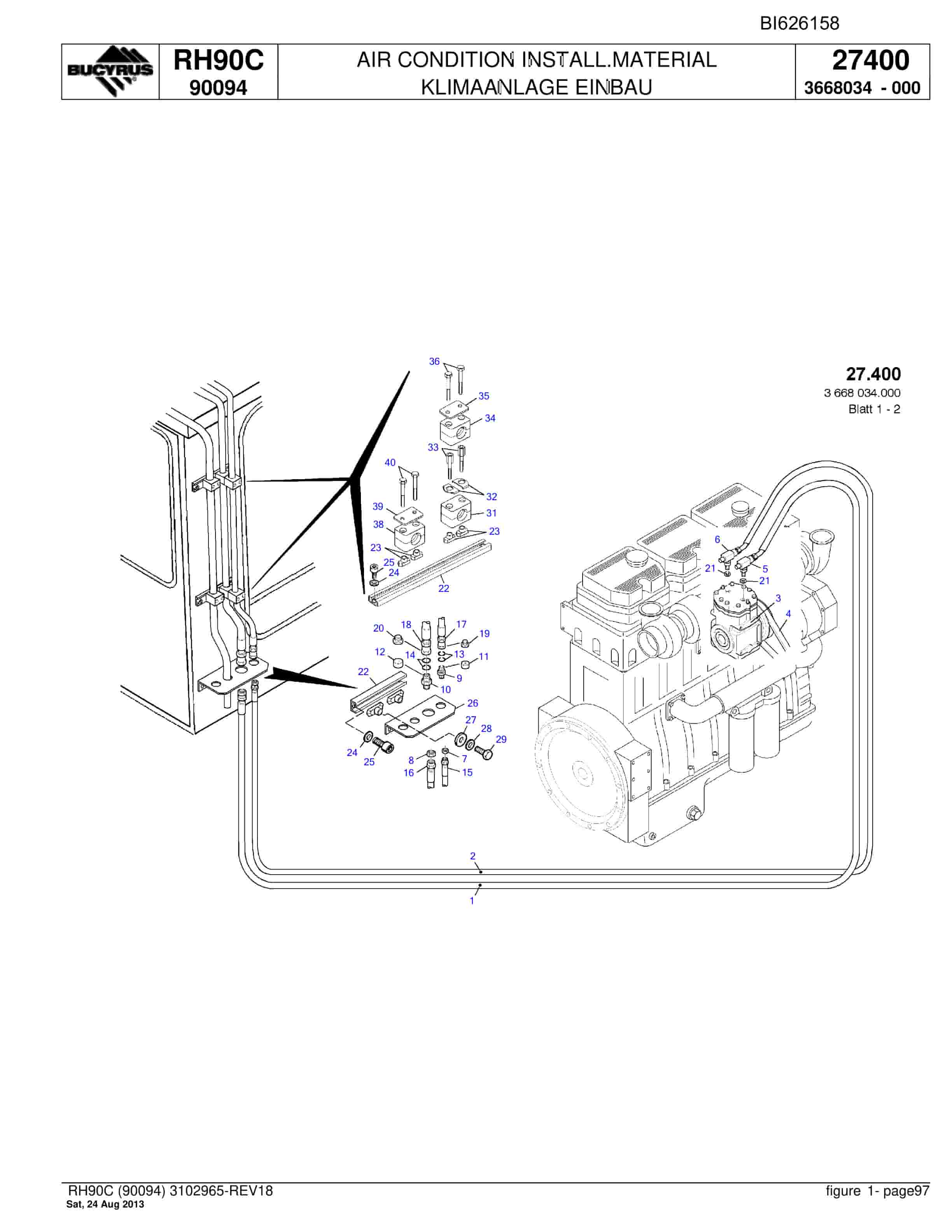Bucyrus RH90C Hydraulic Excavator Parts Catalog BI626158-3