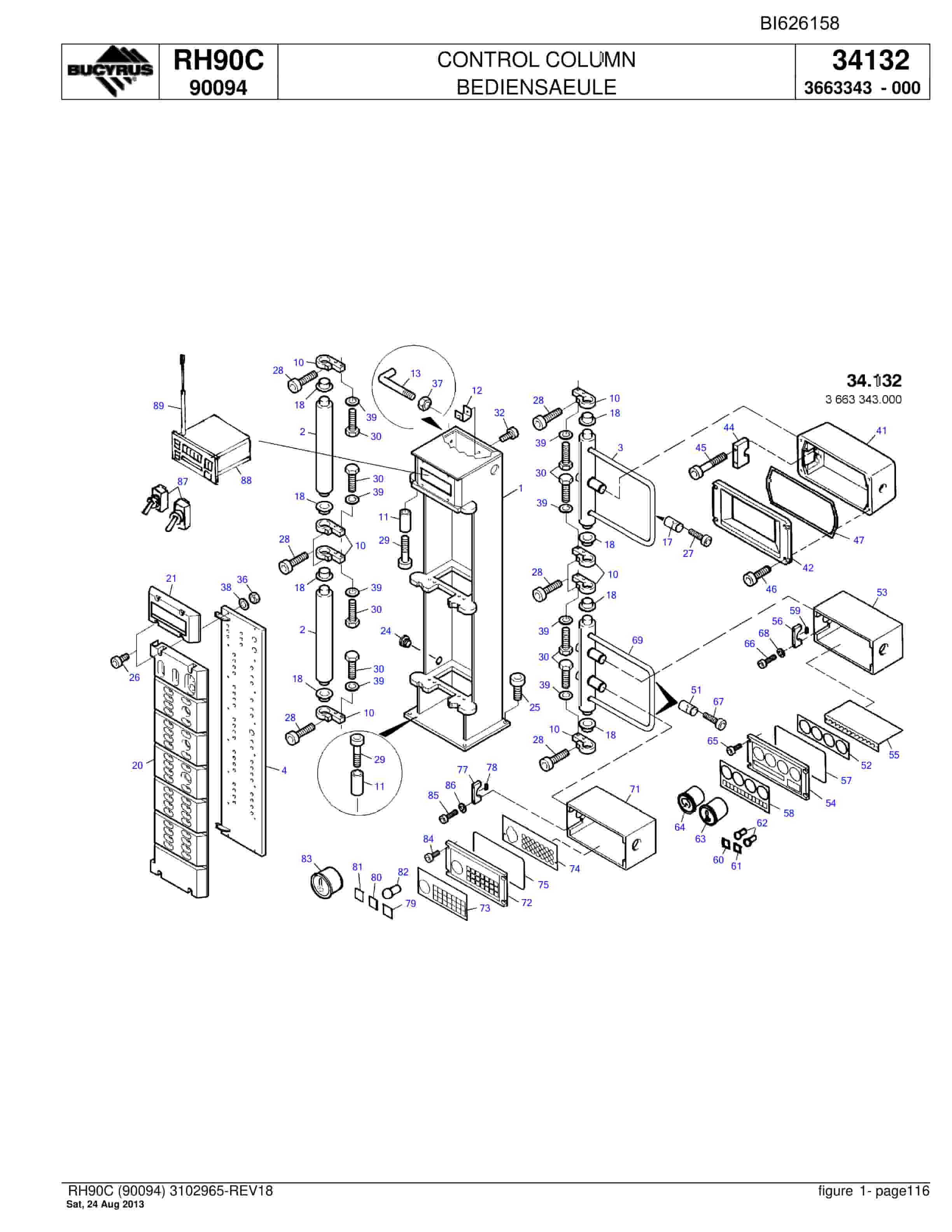Bucyrus RH90C Hydraulic Excavator Parts Catalog BI626158-5