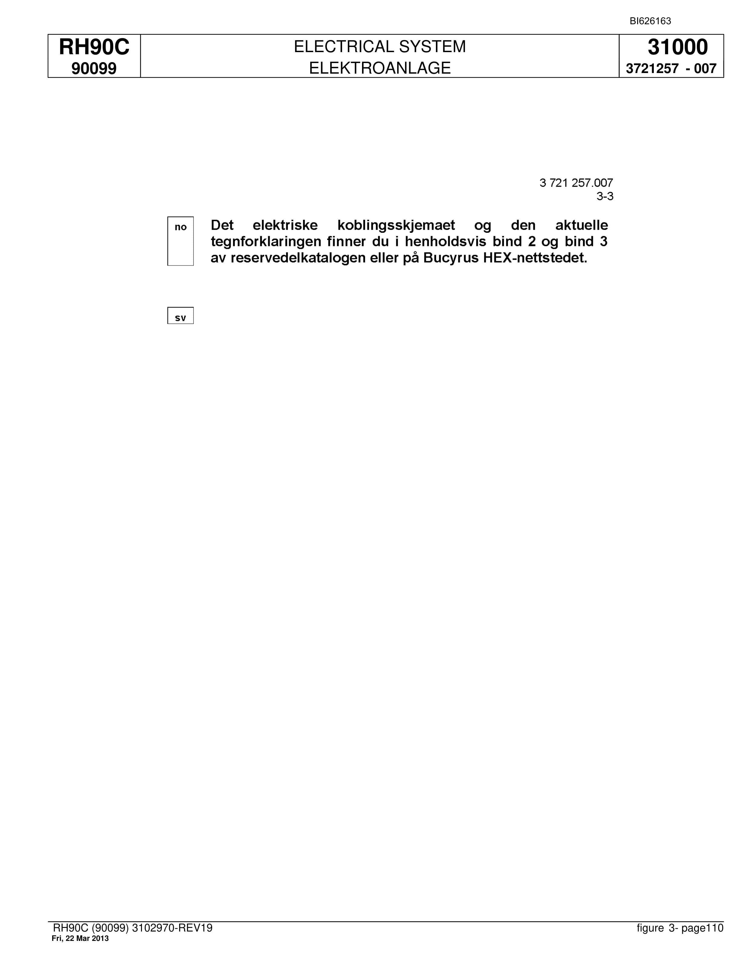 Bucyrus RH90C Hydraulic Excavator Parts Catalog BI626163-4