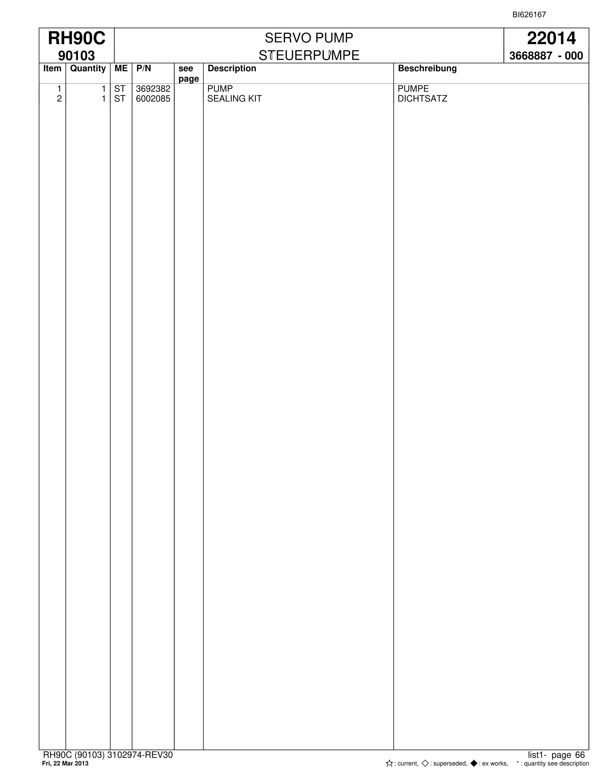 Bucyrus RH90C Hydraulic Excavator Parts Catalog BI626167-2