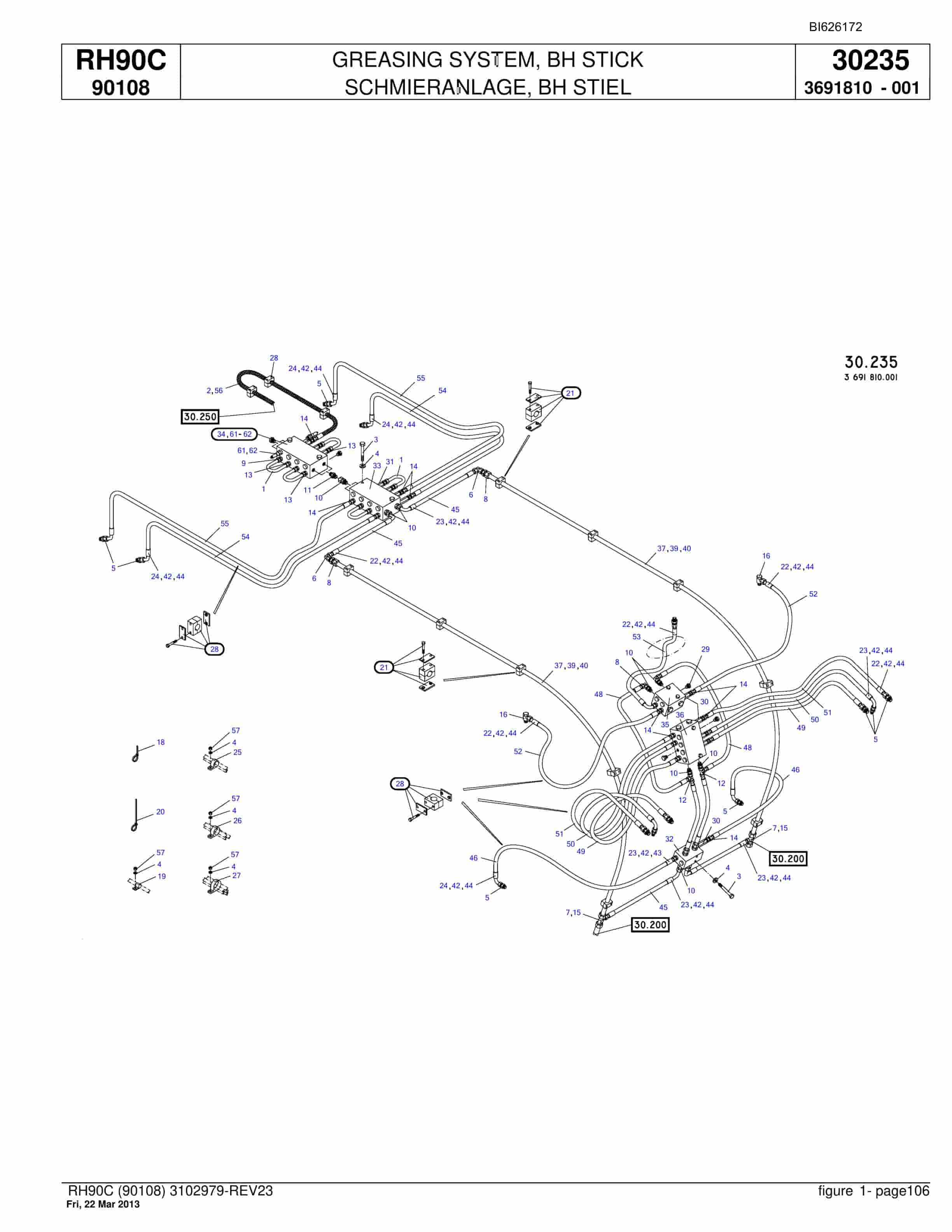 Bucyrus RH90C Hydraulic Excavator Parts Catalog BI626172-4