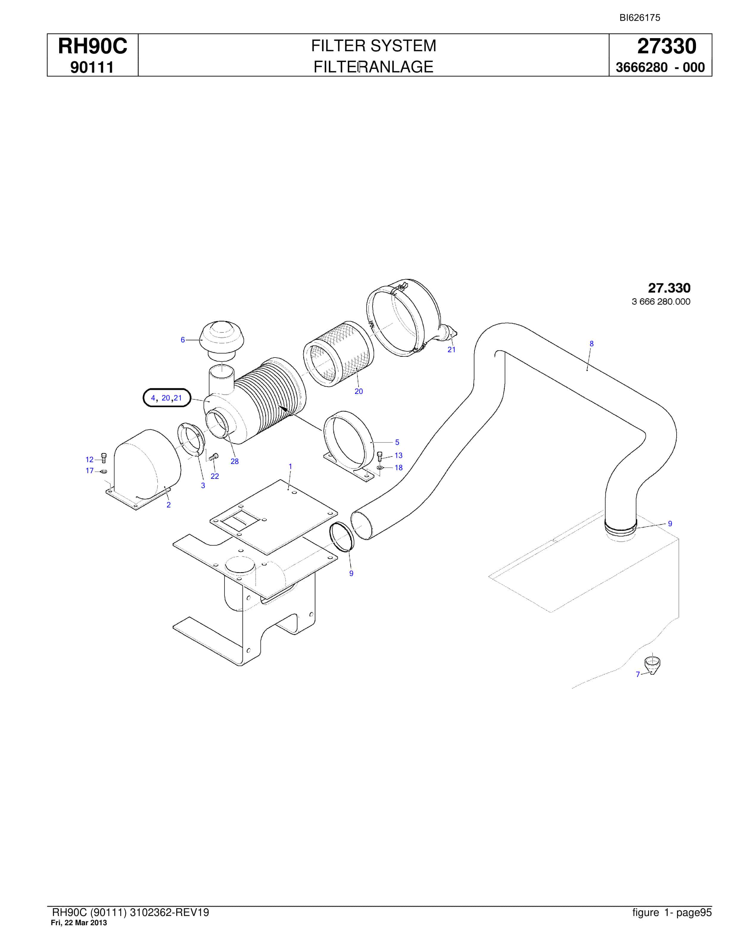Bucyrus RH90C Hydraulic Excavator Parts Catalog BI626175-3