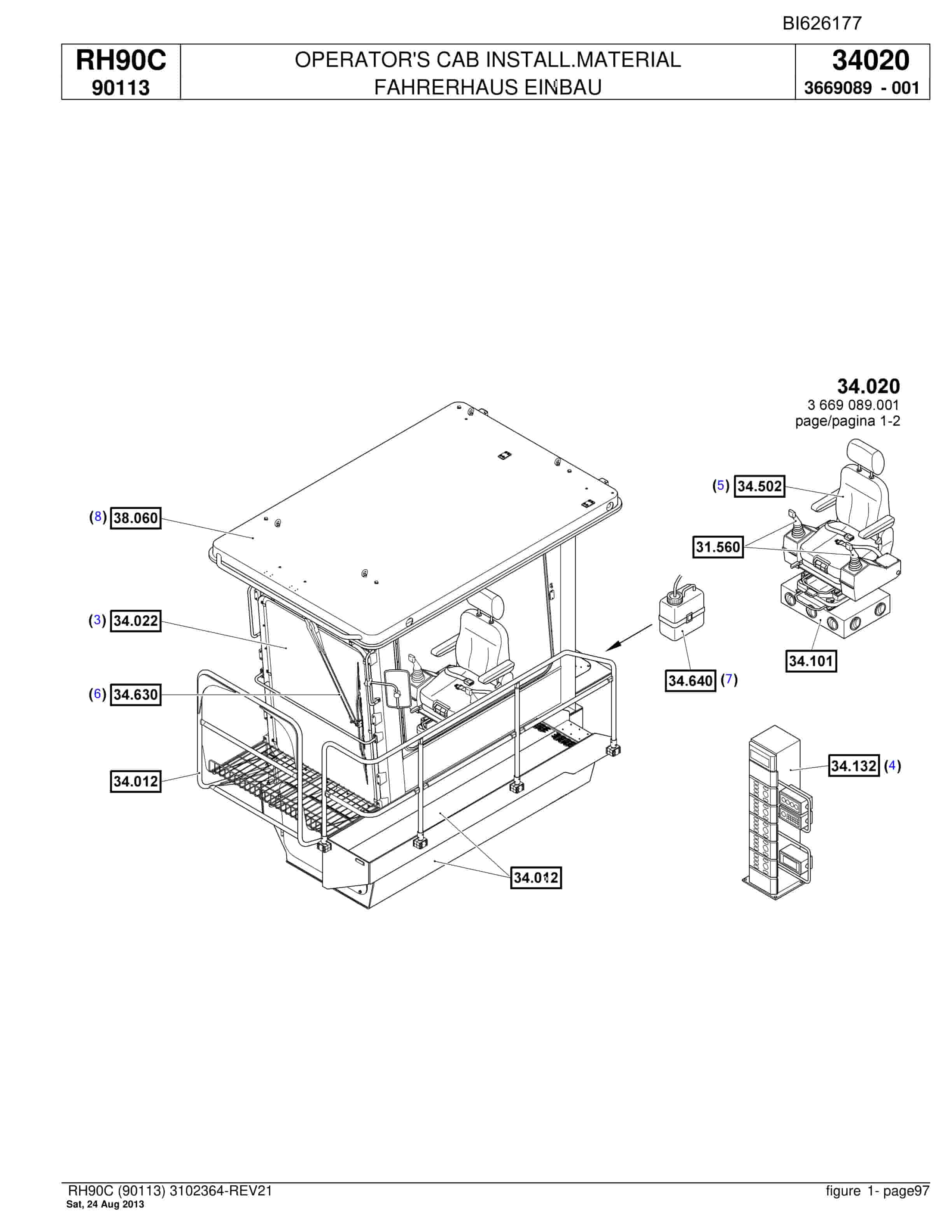 Bucyrus RH90C Hydraulic Excavator Parts Catalog BI626177-4