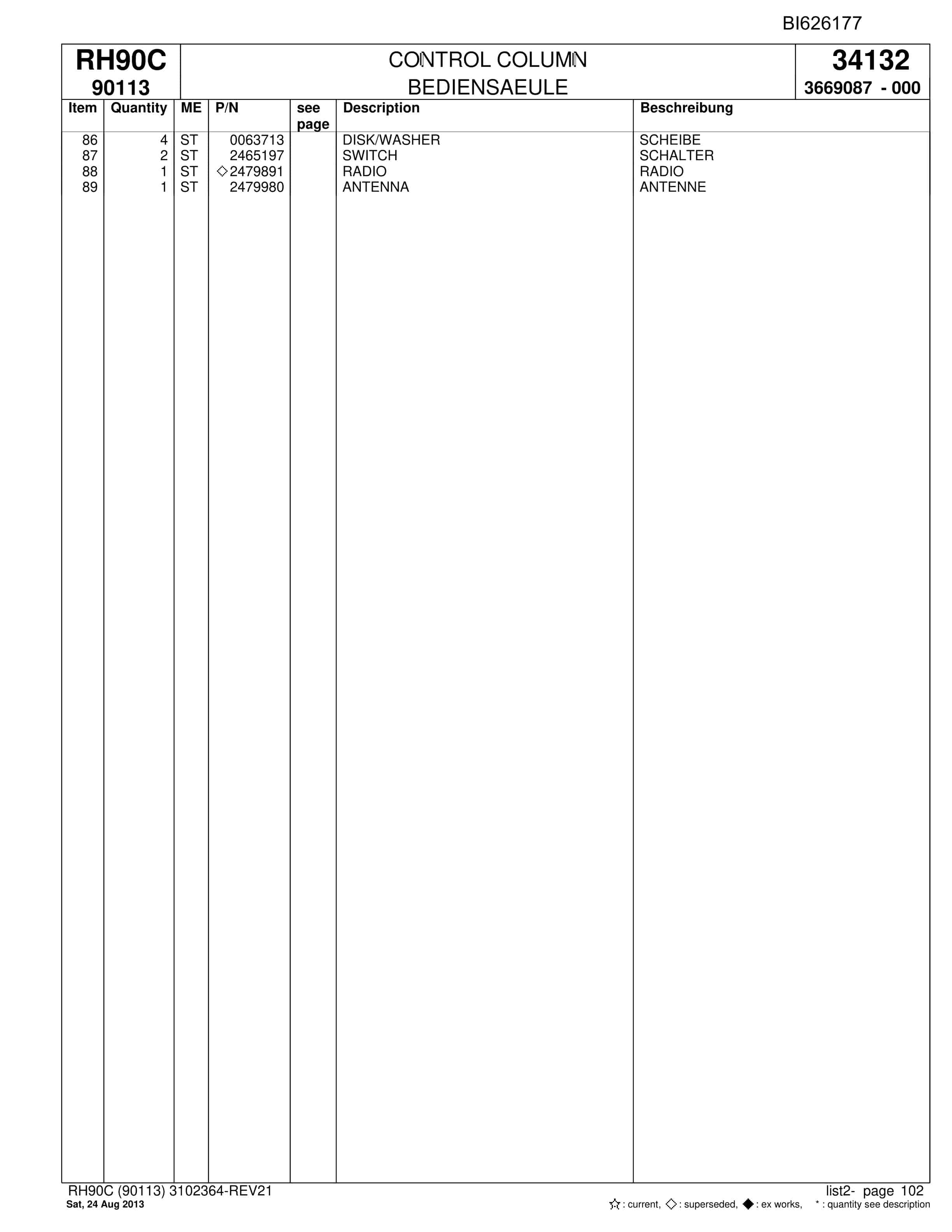 Bucyrus RH90C Hydraulic Excavator Parts Catalog BI626177-5