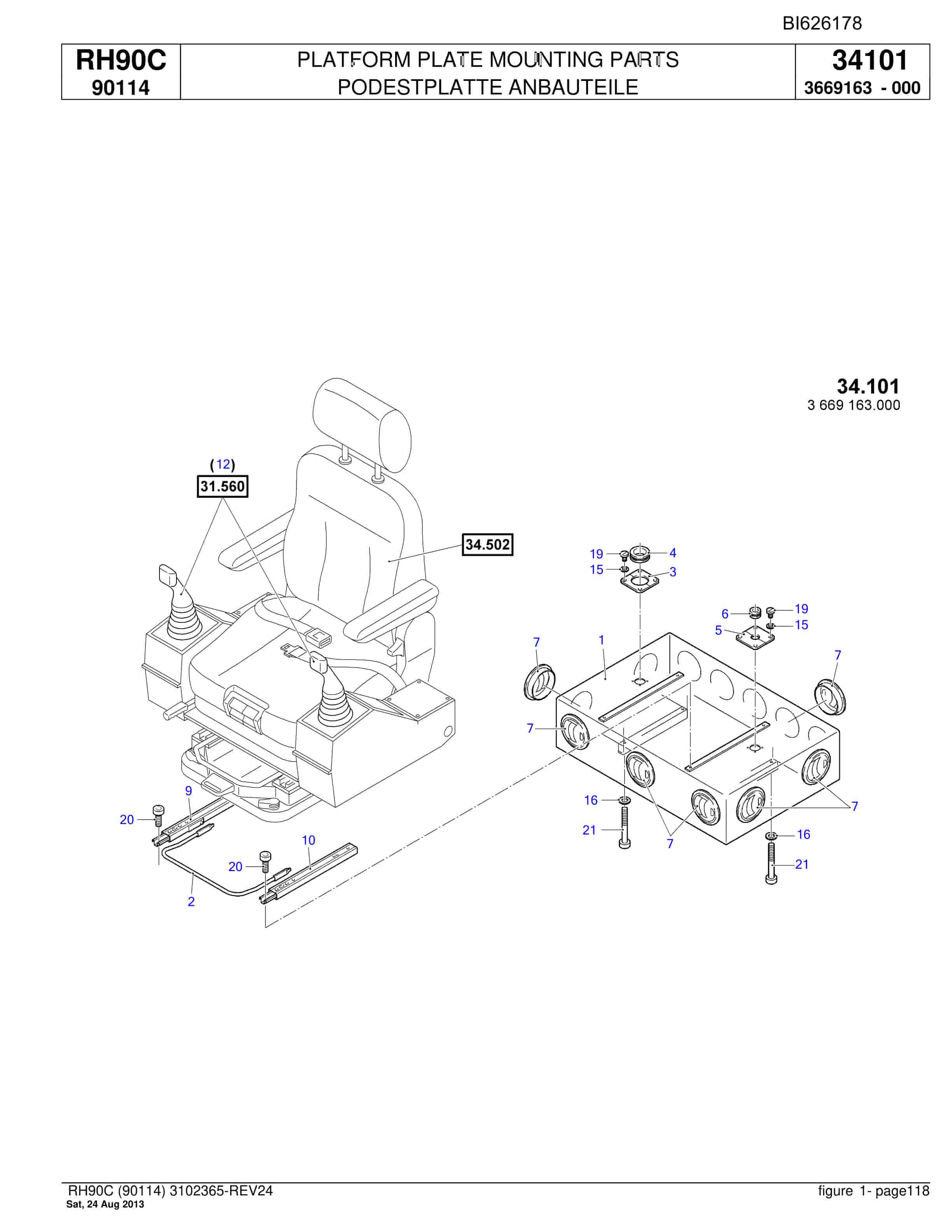 Bucyrus RH90C Hydraulic Excavator Parts Catalog BI626178-5
