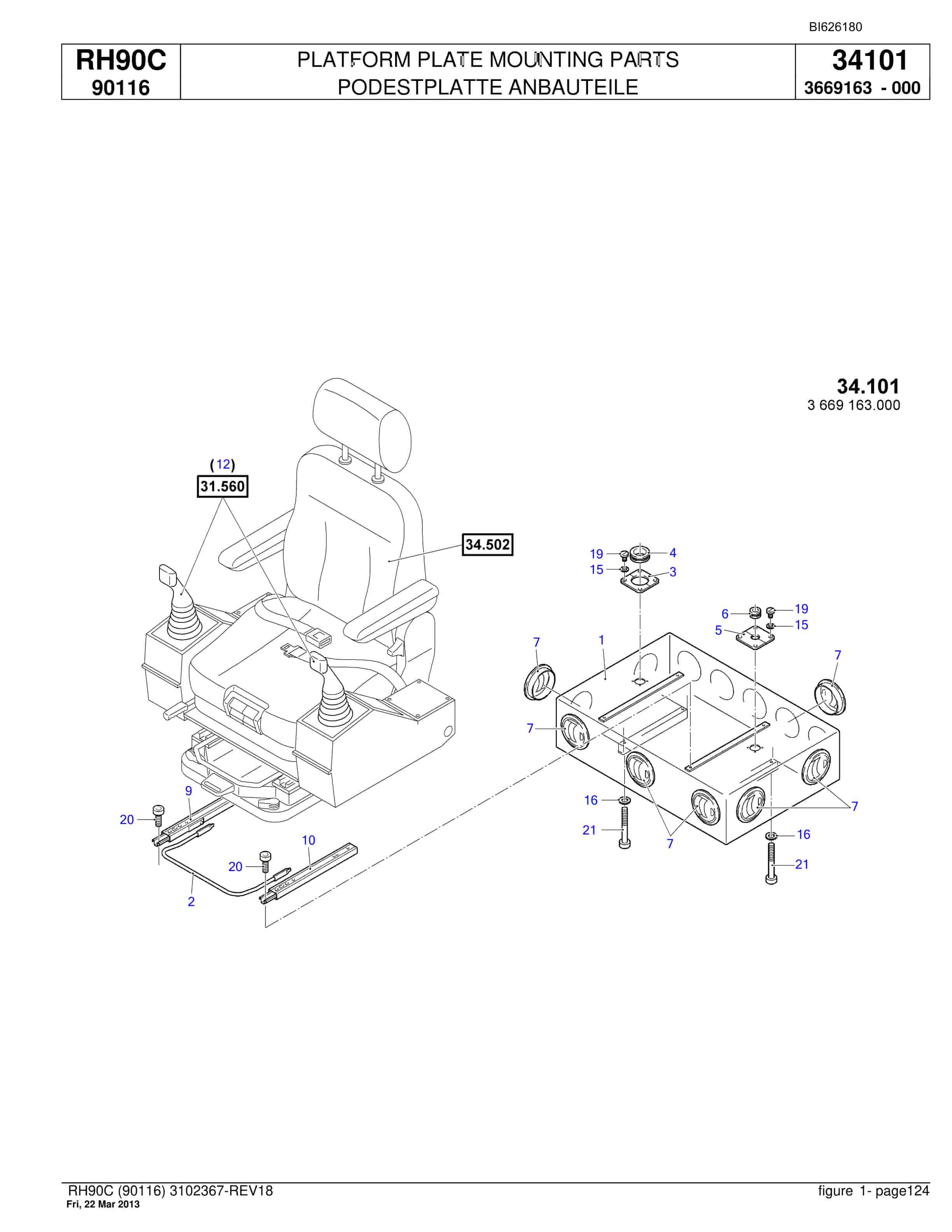 Bucyrus RH90C Hydraulic Excavator Parts Catalog BI626180-5