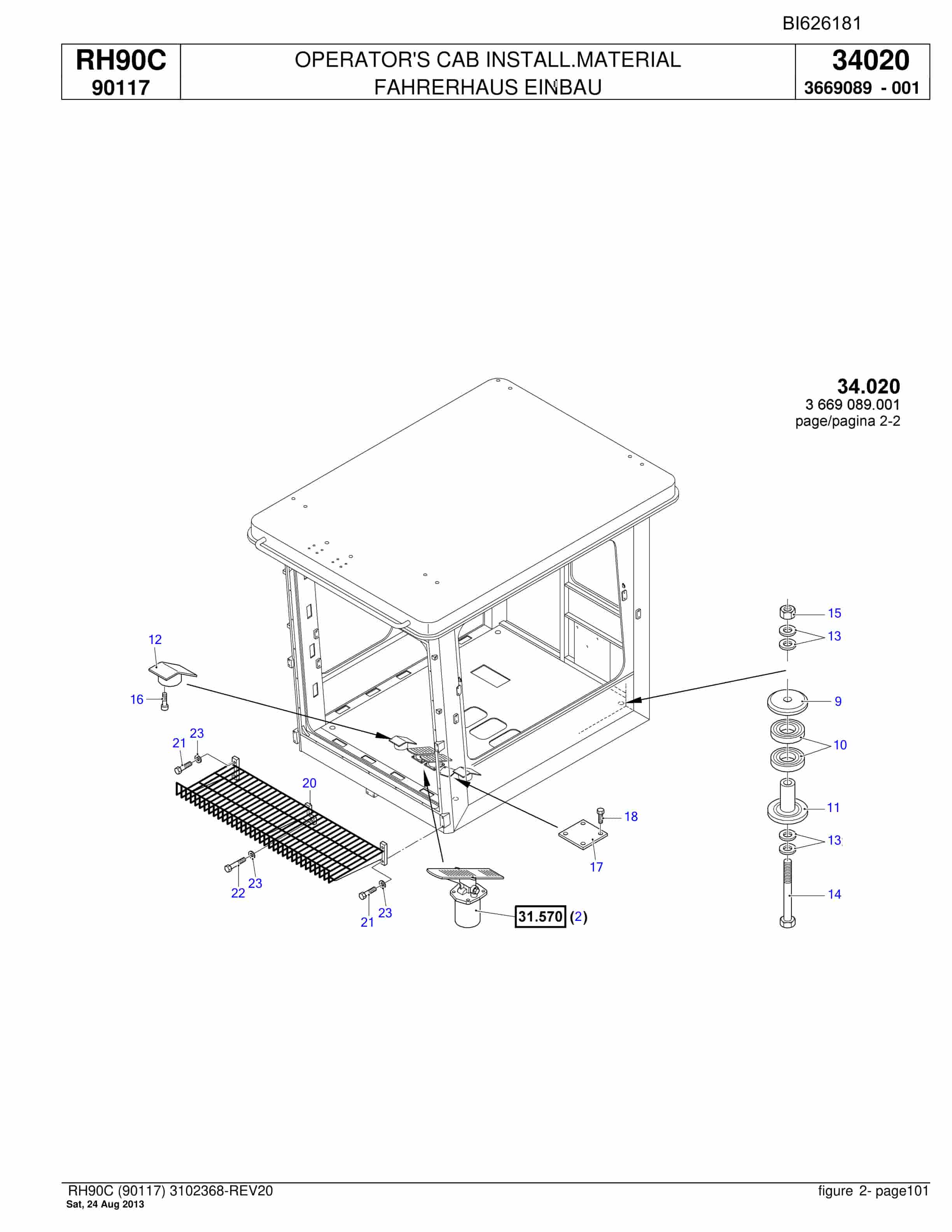 Bucyrus RH90C Hydraulic Excavator Parts Catalog BI626181-4