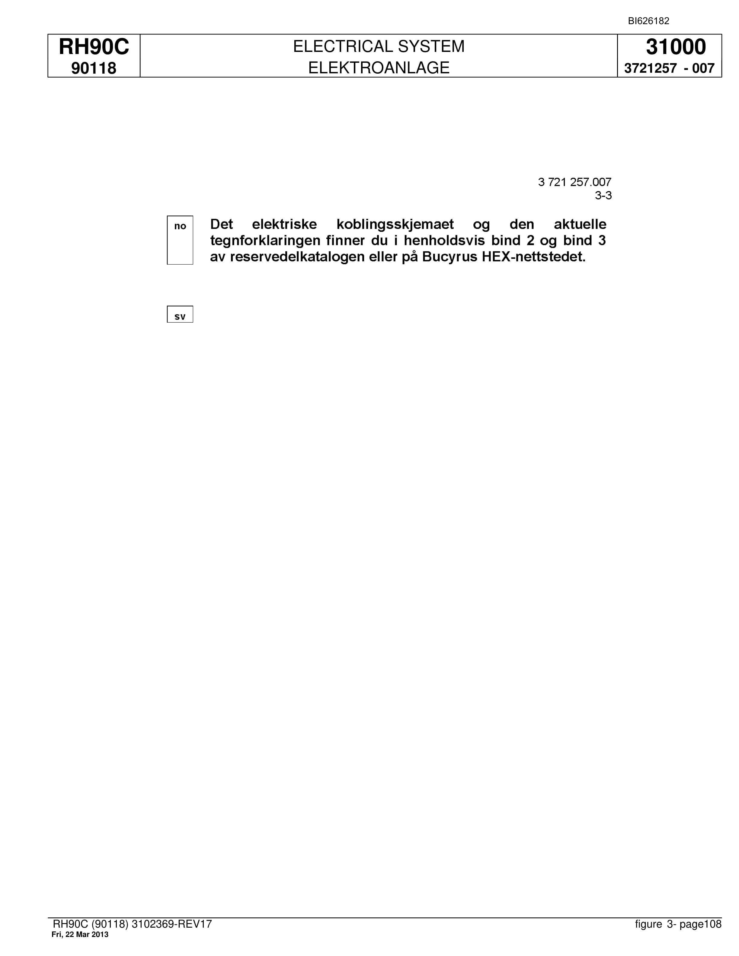 Bucyrus RH90C Hydraulic Excavator Parts Catalog BI626182-4