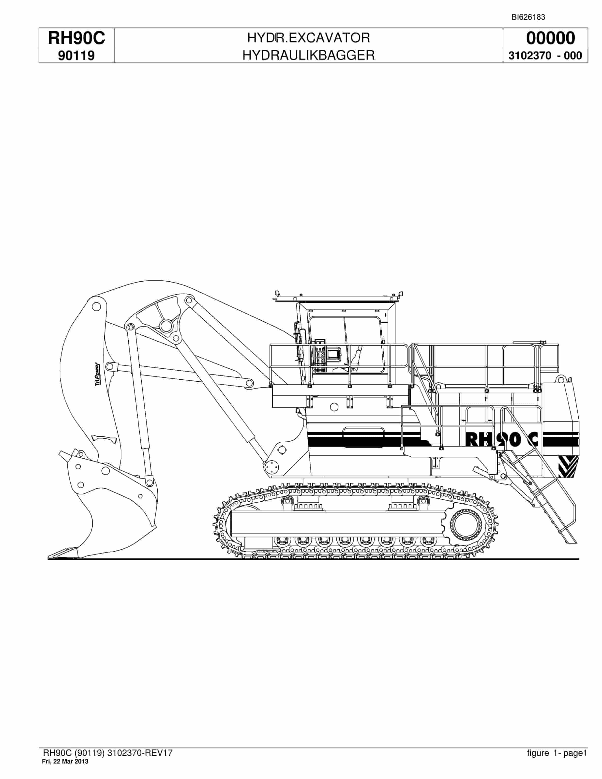 Bucyrus RH90C Hydraulic Excavator Parts Catalog BI626183