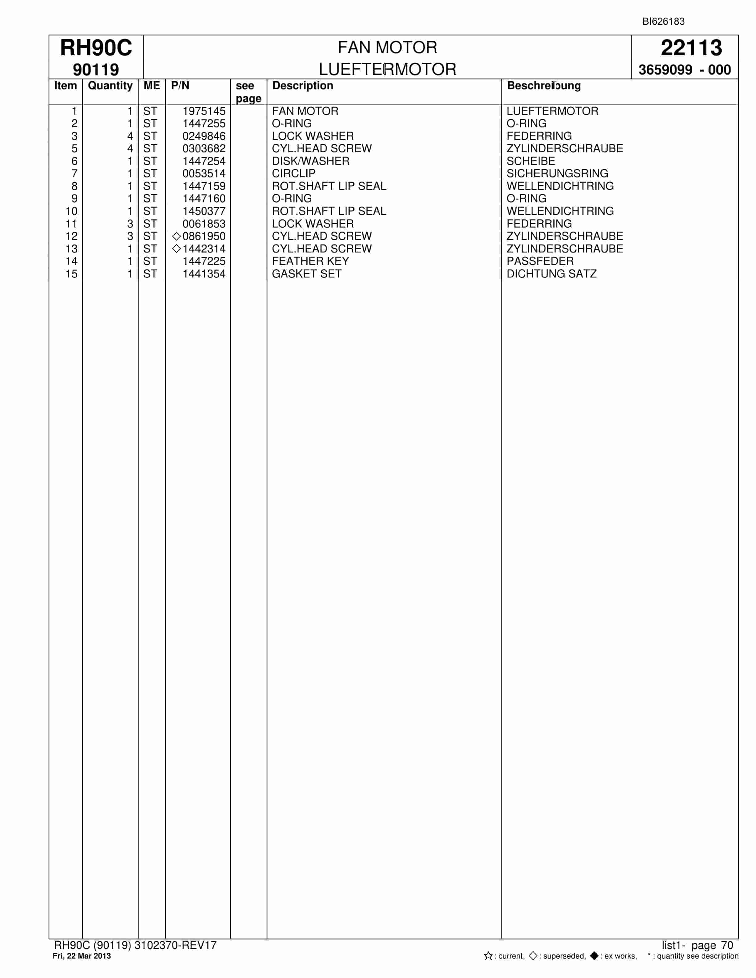 Bucyrus RH90C Hydraulic Excavator Parts Catalog BI626183-2