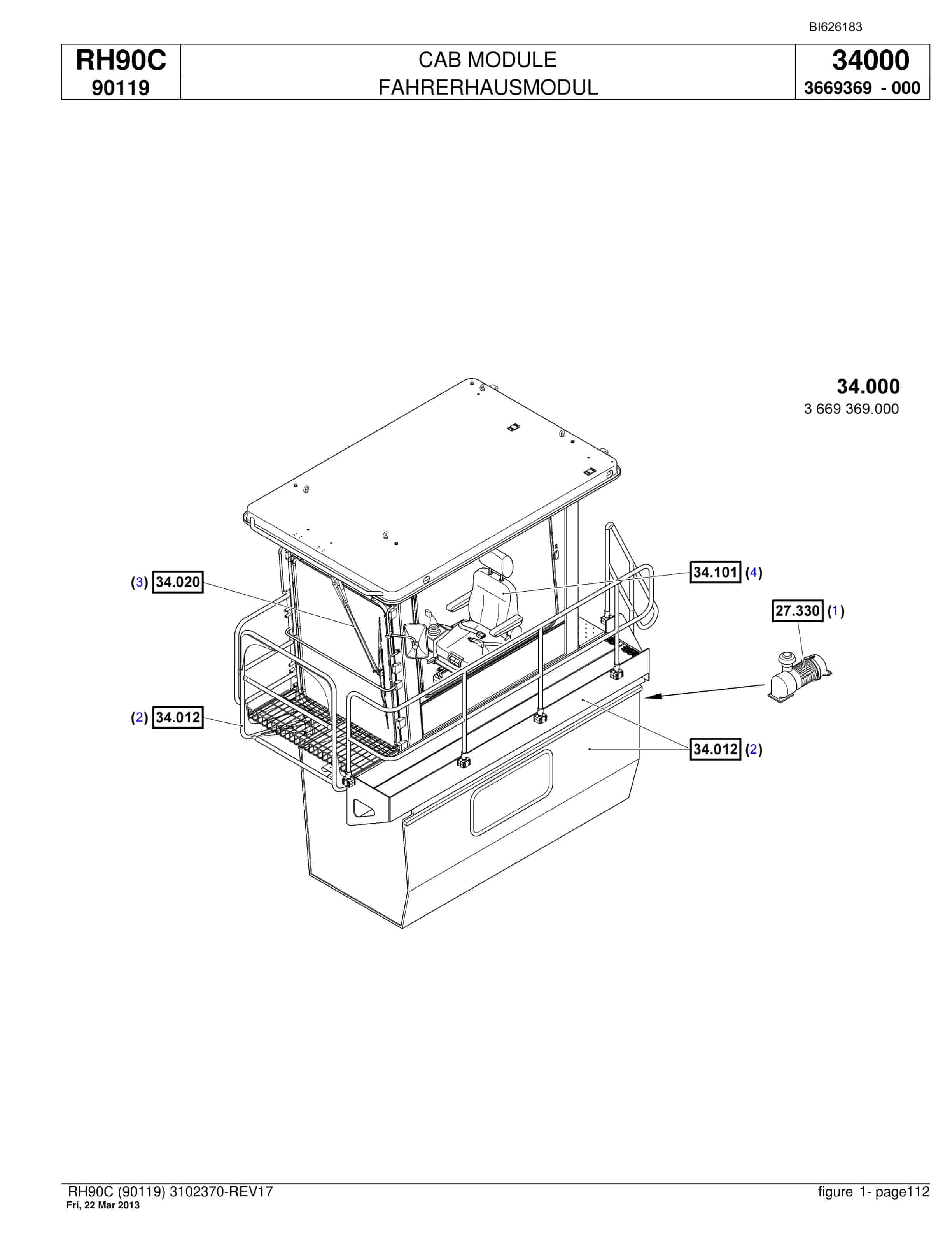 Bucyrus RH90C Hydraulic Excavator Parts Catalog BI626183-4
