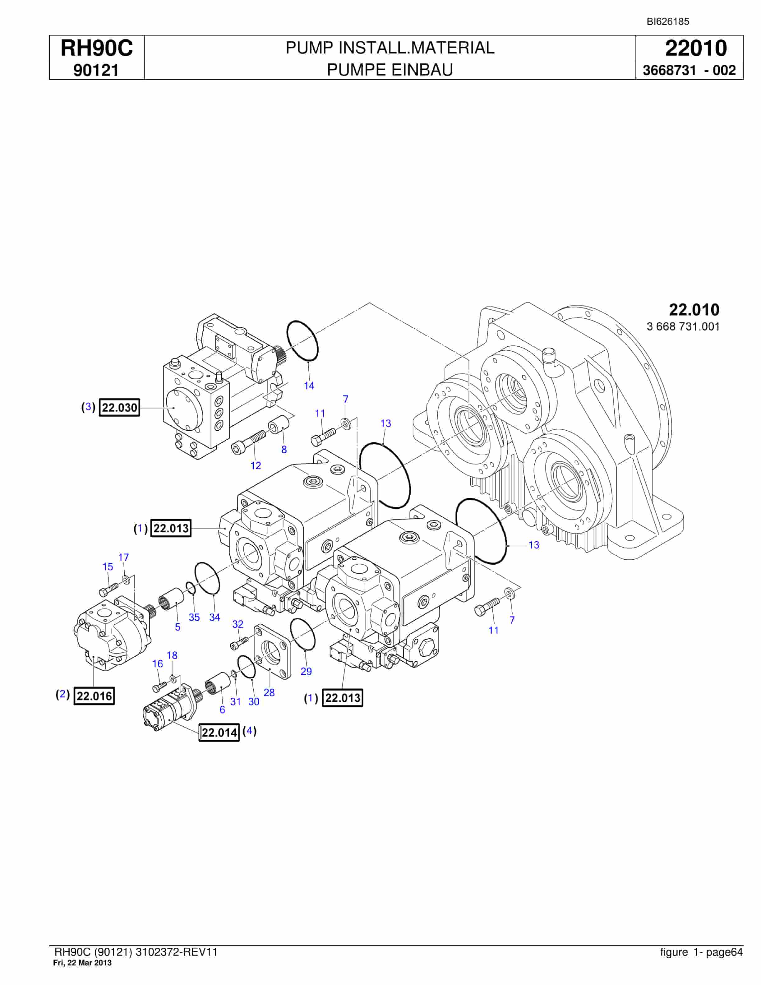 Bucyrus RH90C Hydraulic Excavator Parts Catalog BI626185-2