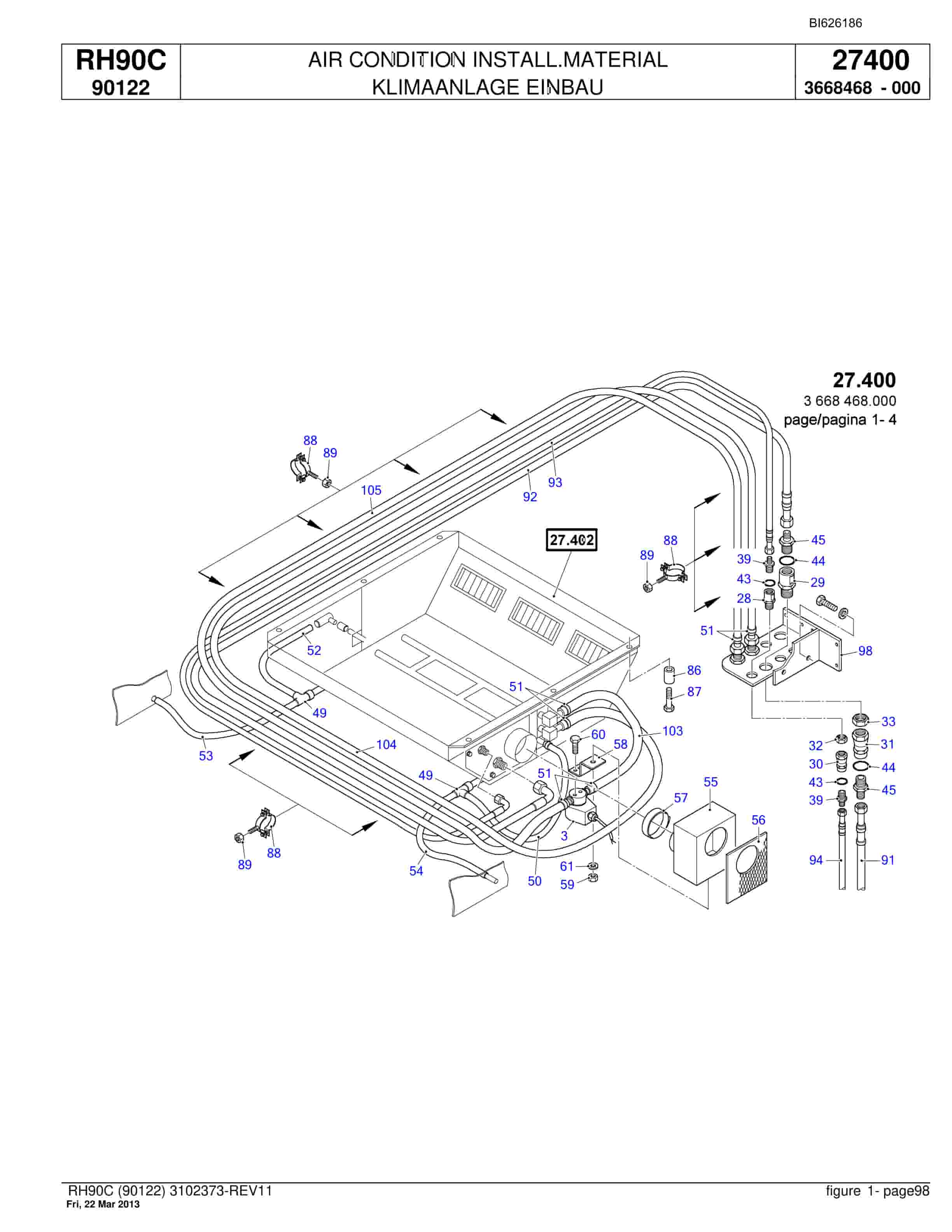 Bucyrus RH90C Hydraulic Excavator Parts Catalog BI626186-3