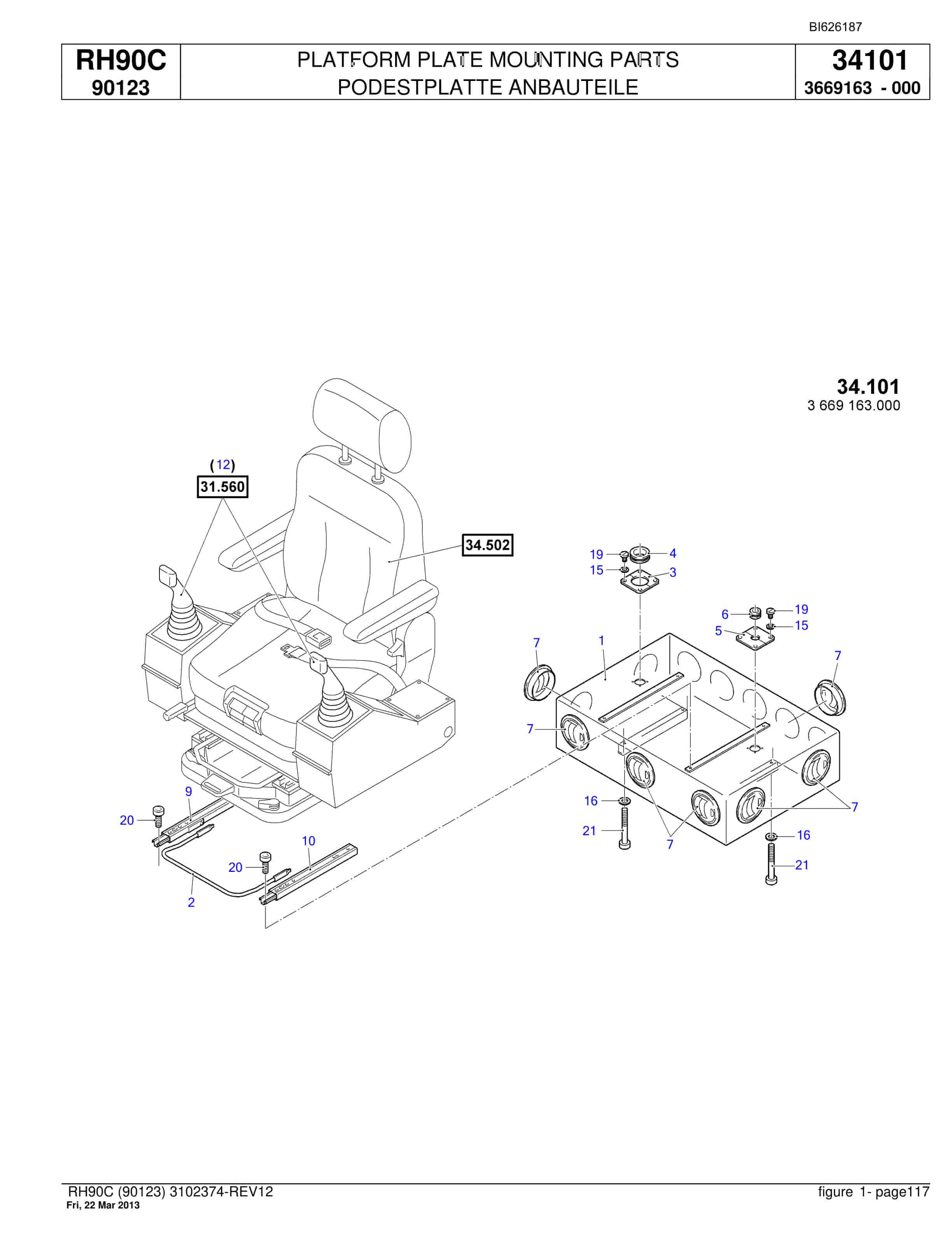 Bucyrus RH90C Hydraulic Excavator Parts Catalog BI626187-5