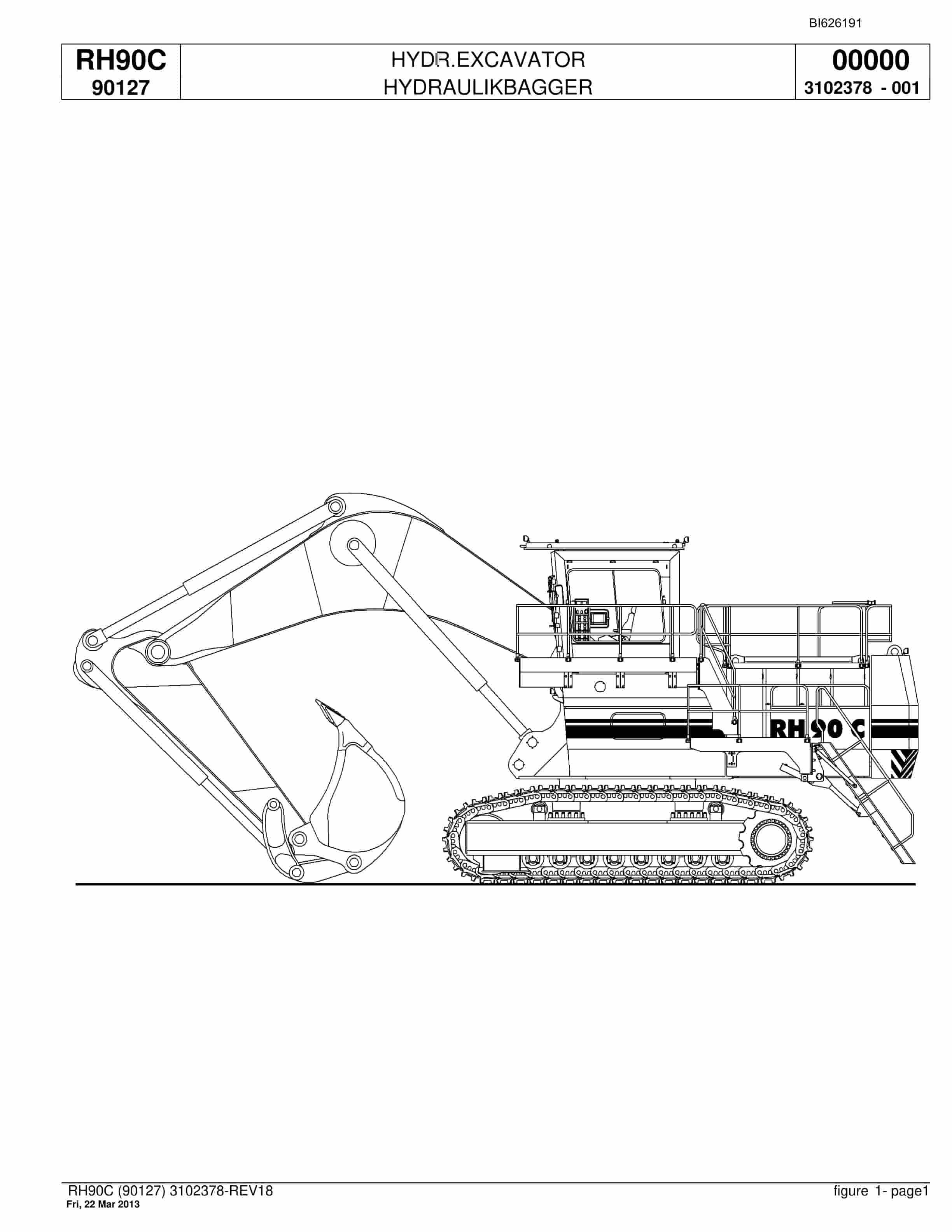 Bucyrus RH90C Hydraulic Excavator Parts Catalog BI626191