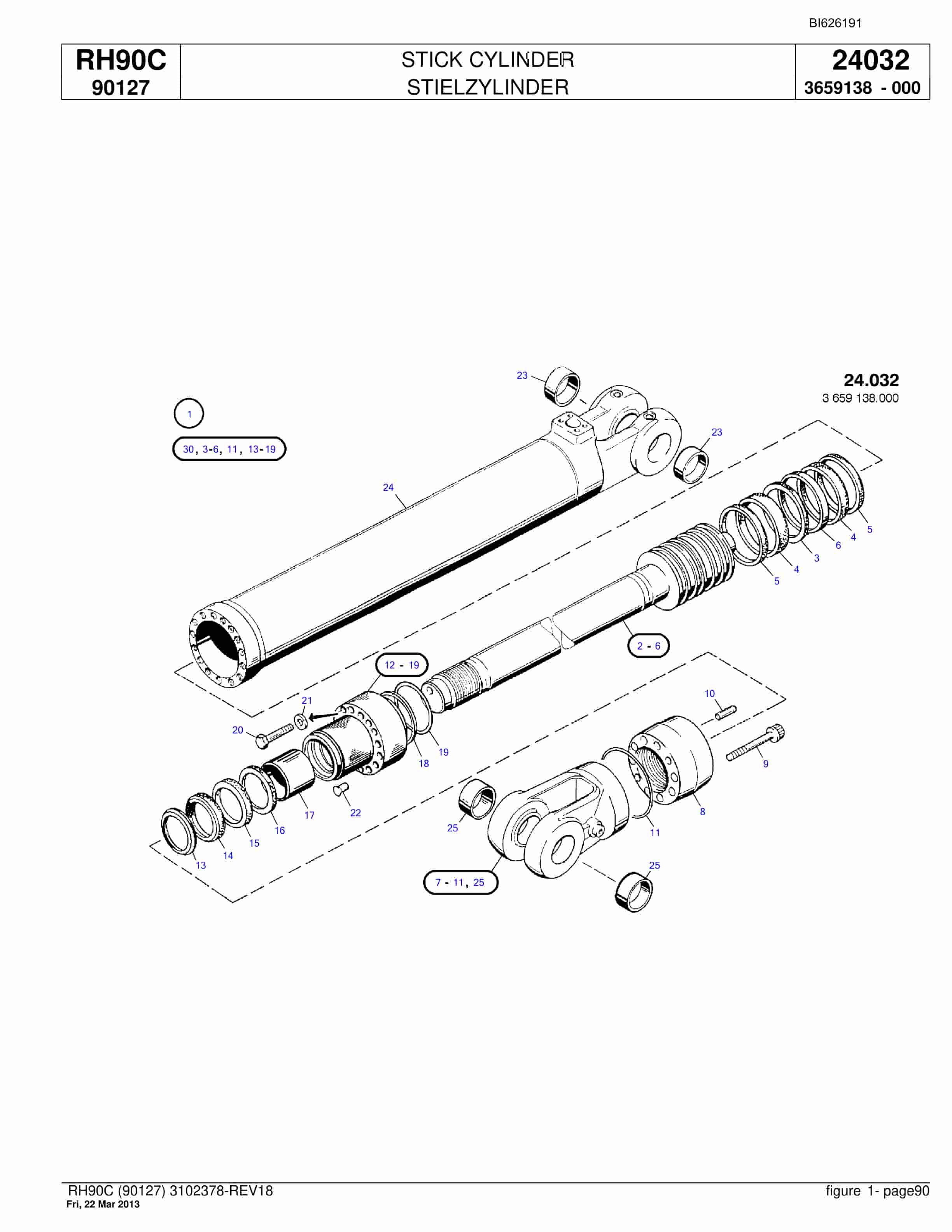 Bucyrus RH90C Hydraulic Excavator Parts Catalog BI626191-3