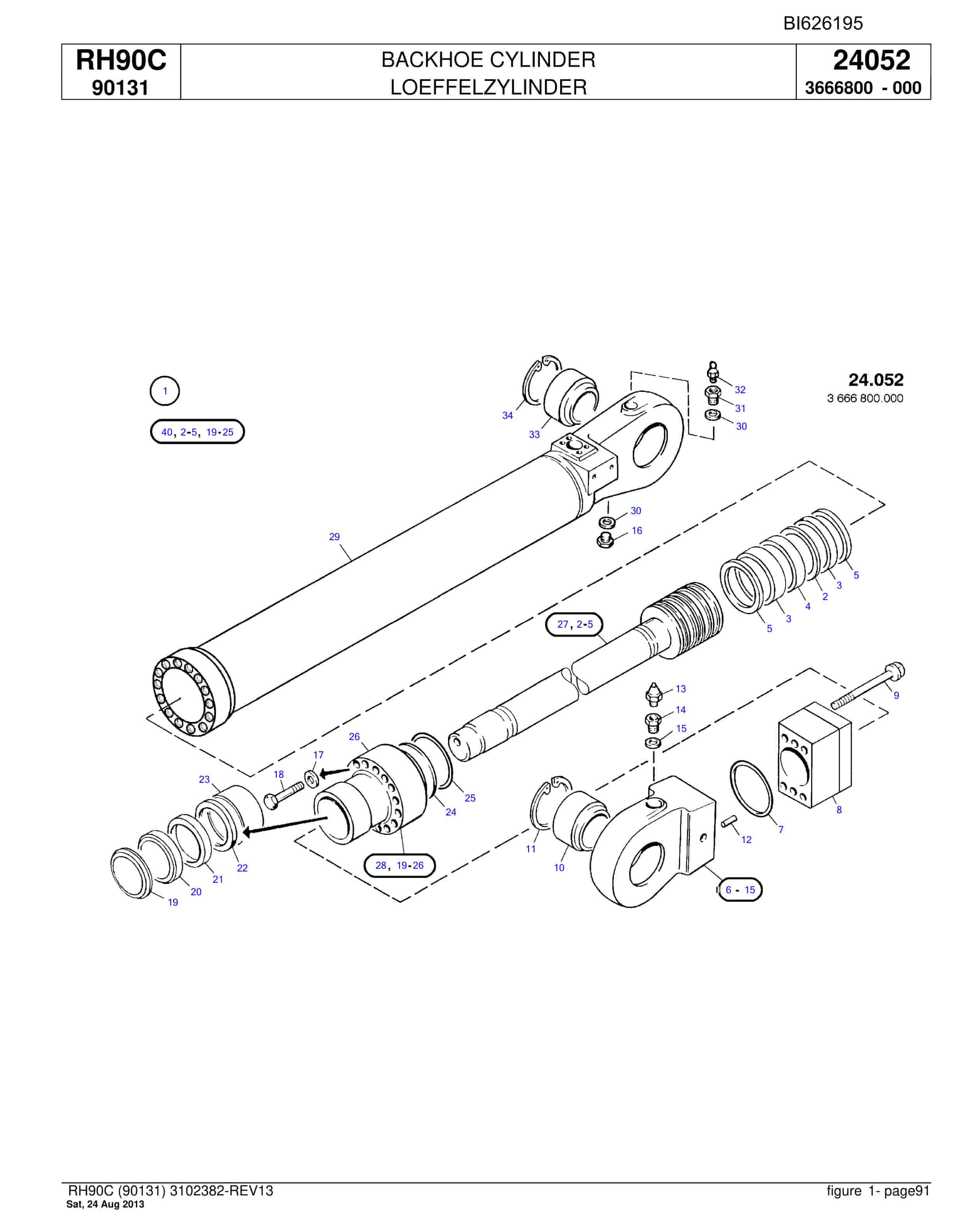 Bucyrus RH90C Hydraulic Excavator Parts Catalog BI626195-3