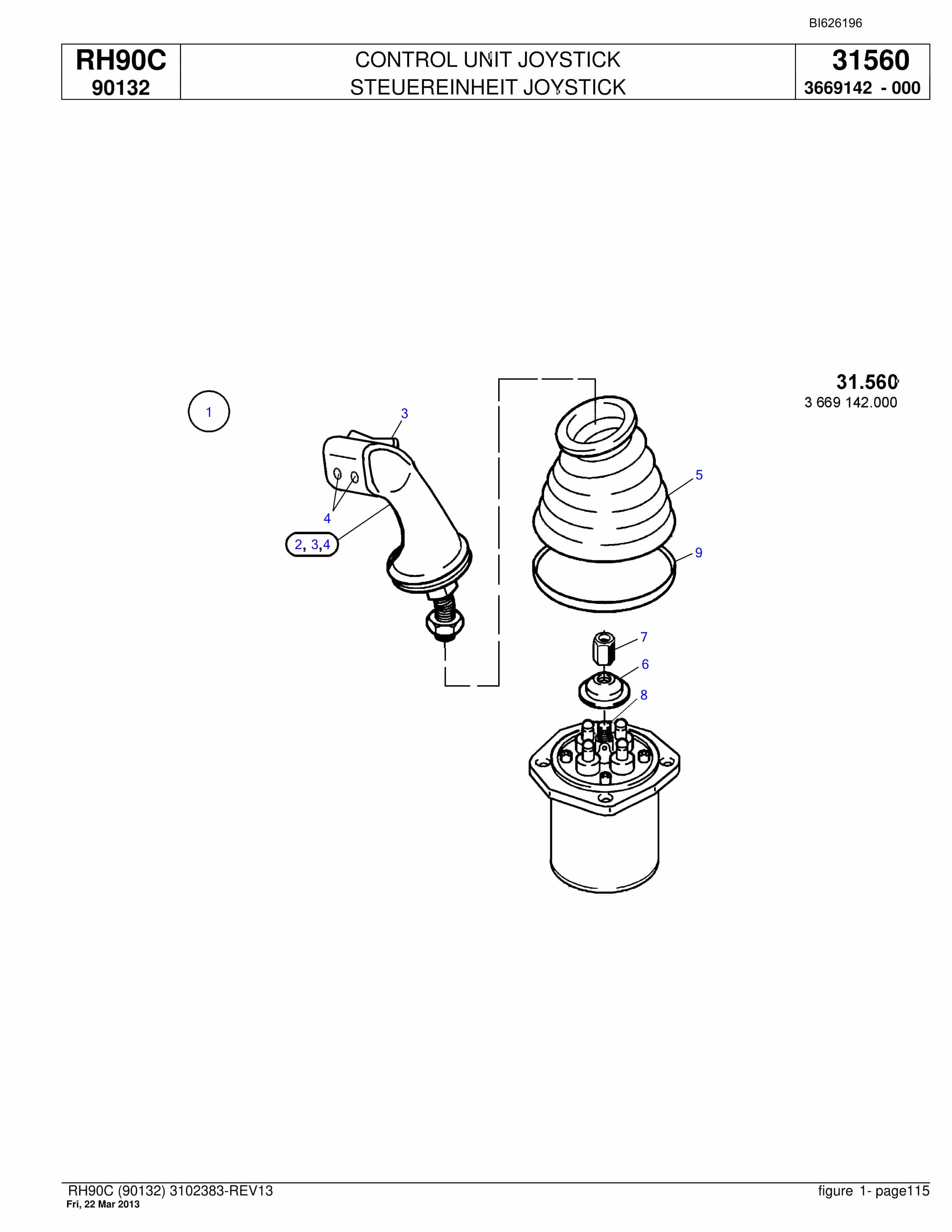 Bucyrus RH90C Hydraulic Excavator Parts Catalog BI626196-4