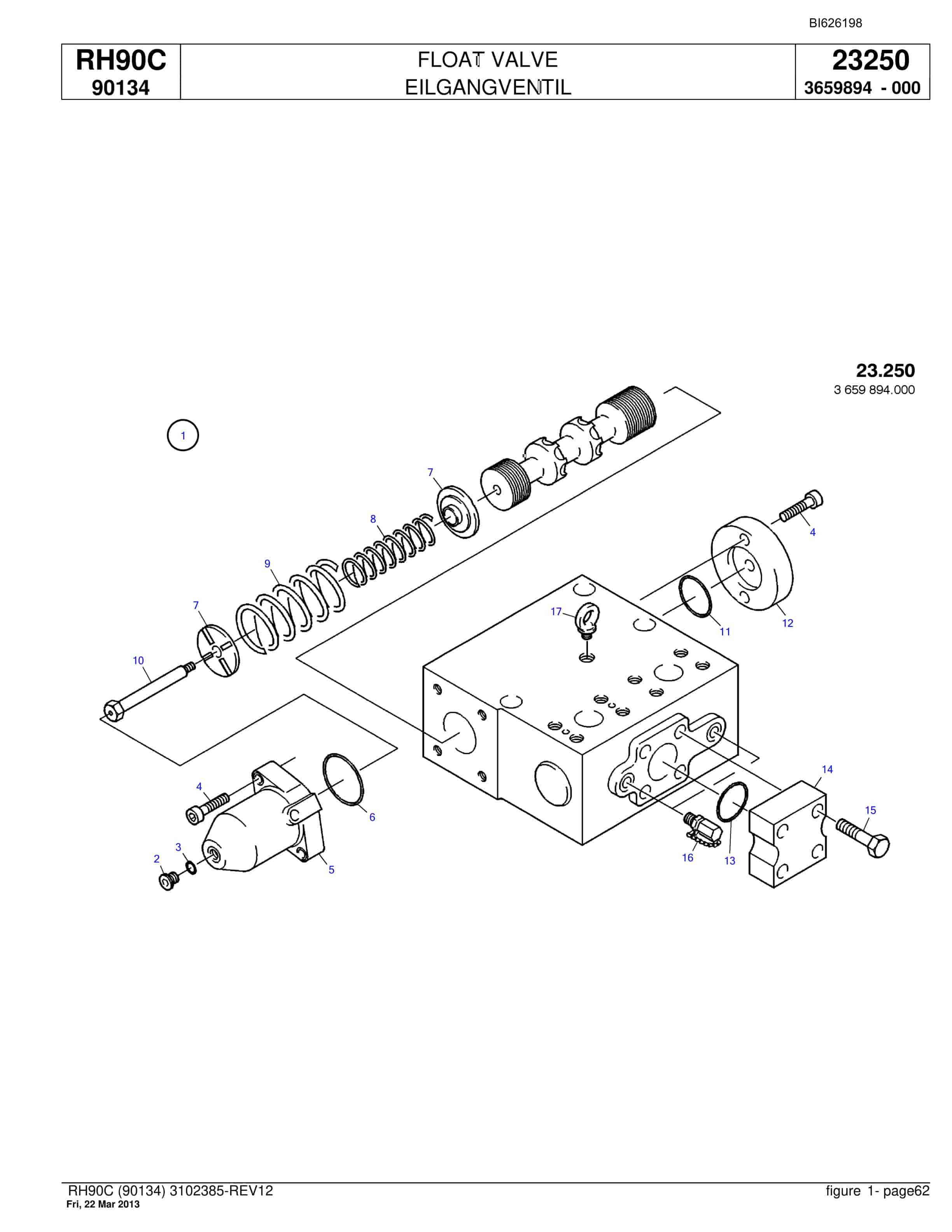 Bucyrus RH90C Hydraulic Excavator Parts Catalog BI626198-2