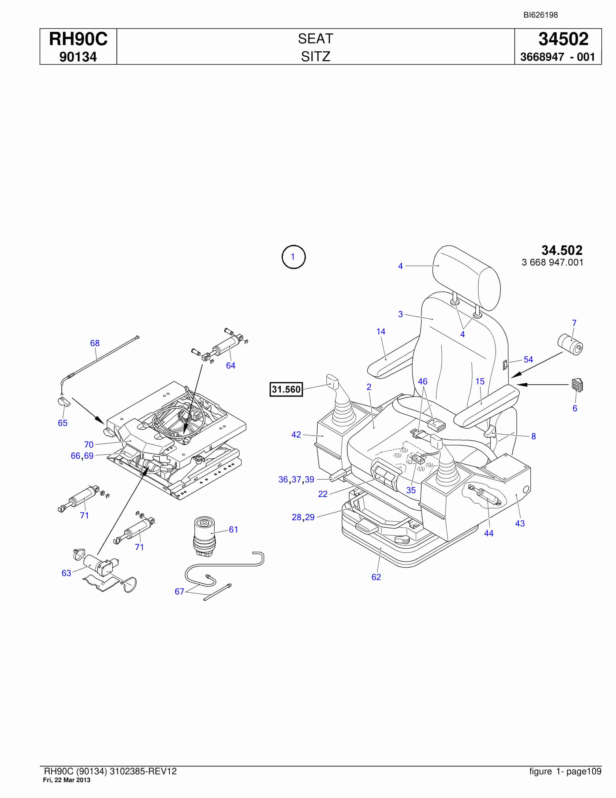 Bucyrus RH90C Hydraulic Excavator Parts Catalog BI626198-5