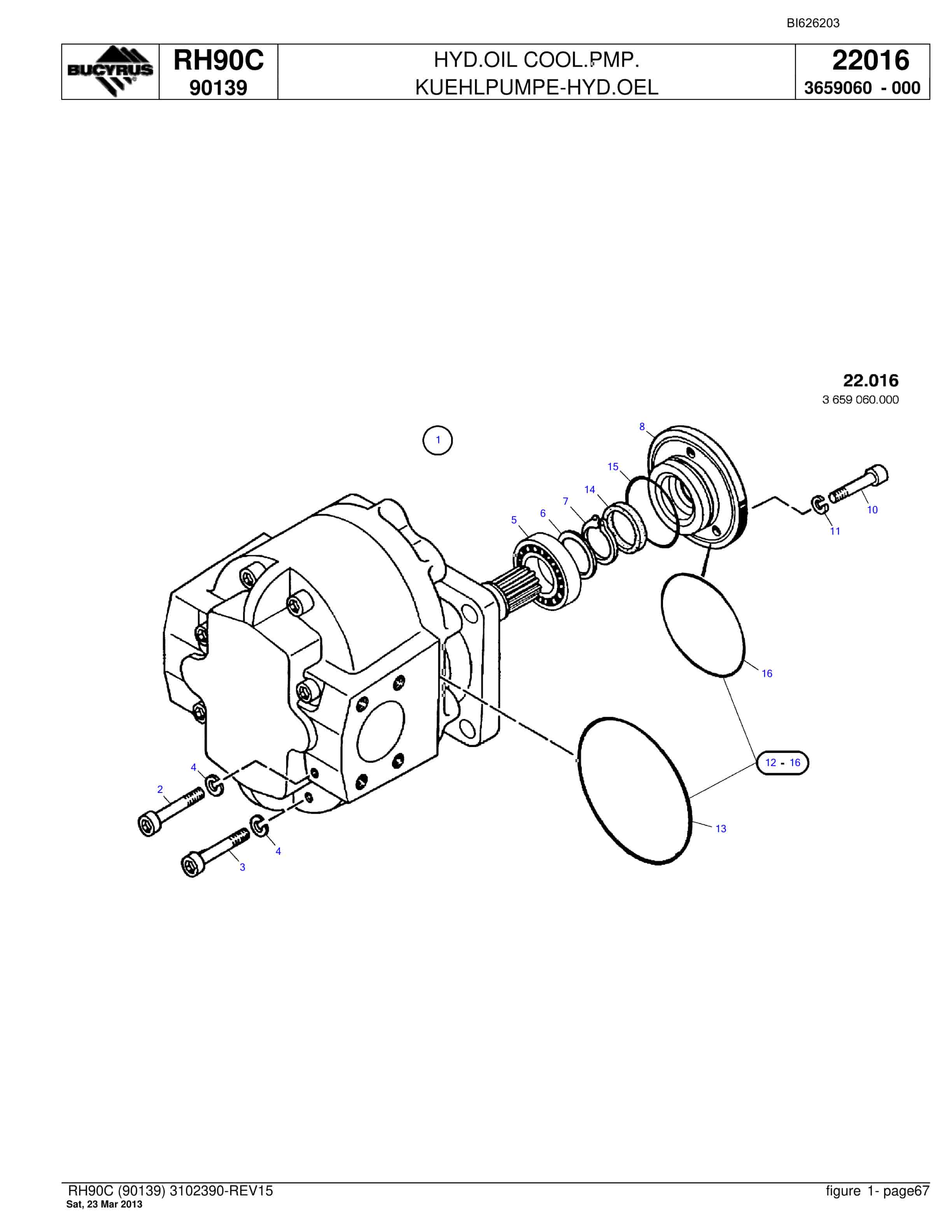 Bucyrus RH90C Hydraulic Excavator Parts Catalog BI626203-2