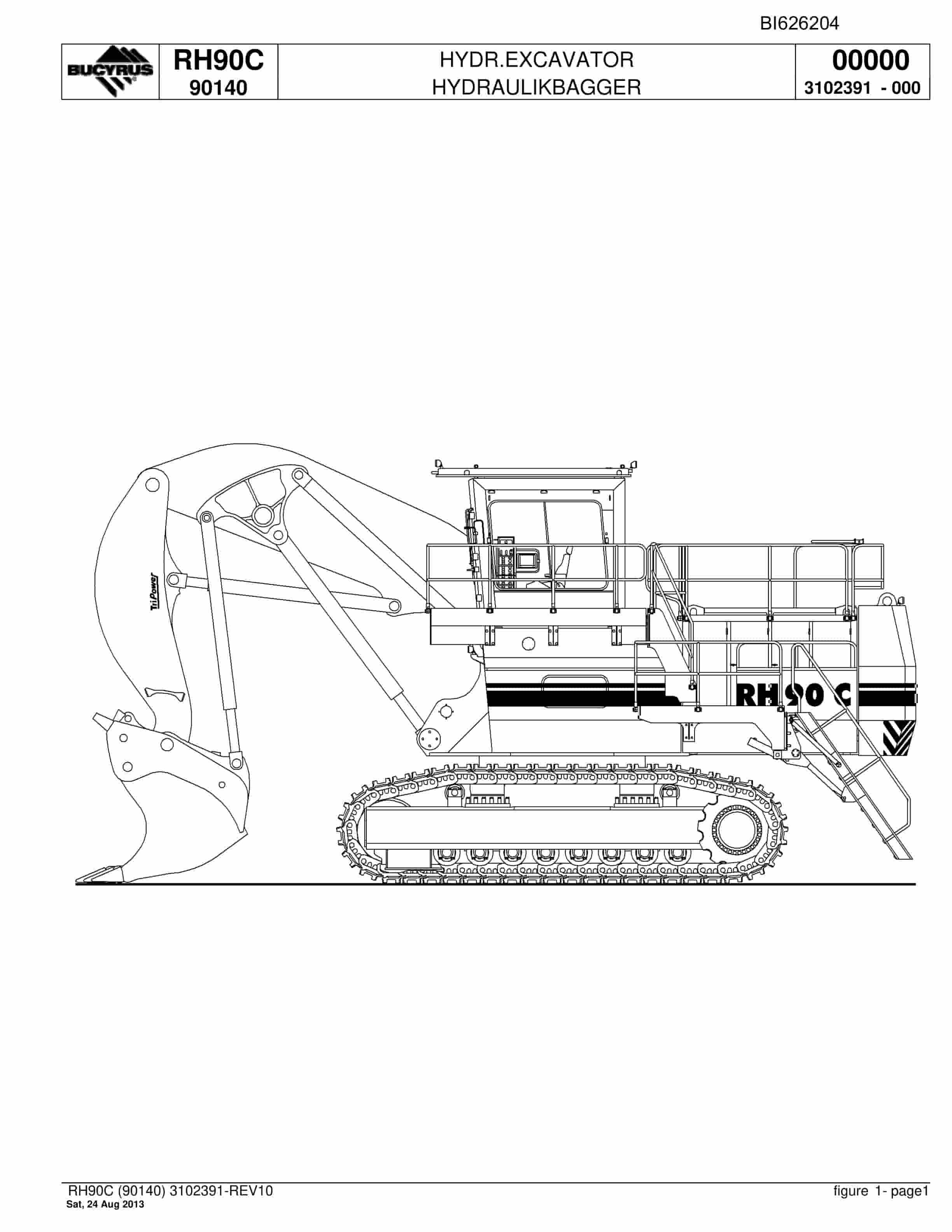 Bucyrus RH90C Hydraulic Excavator Parts Catalog BI626204