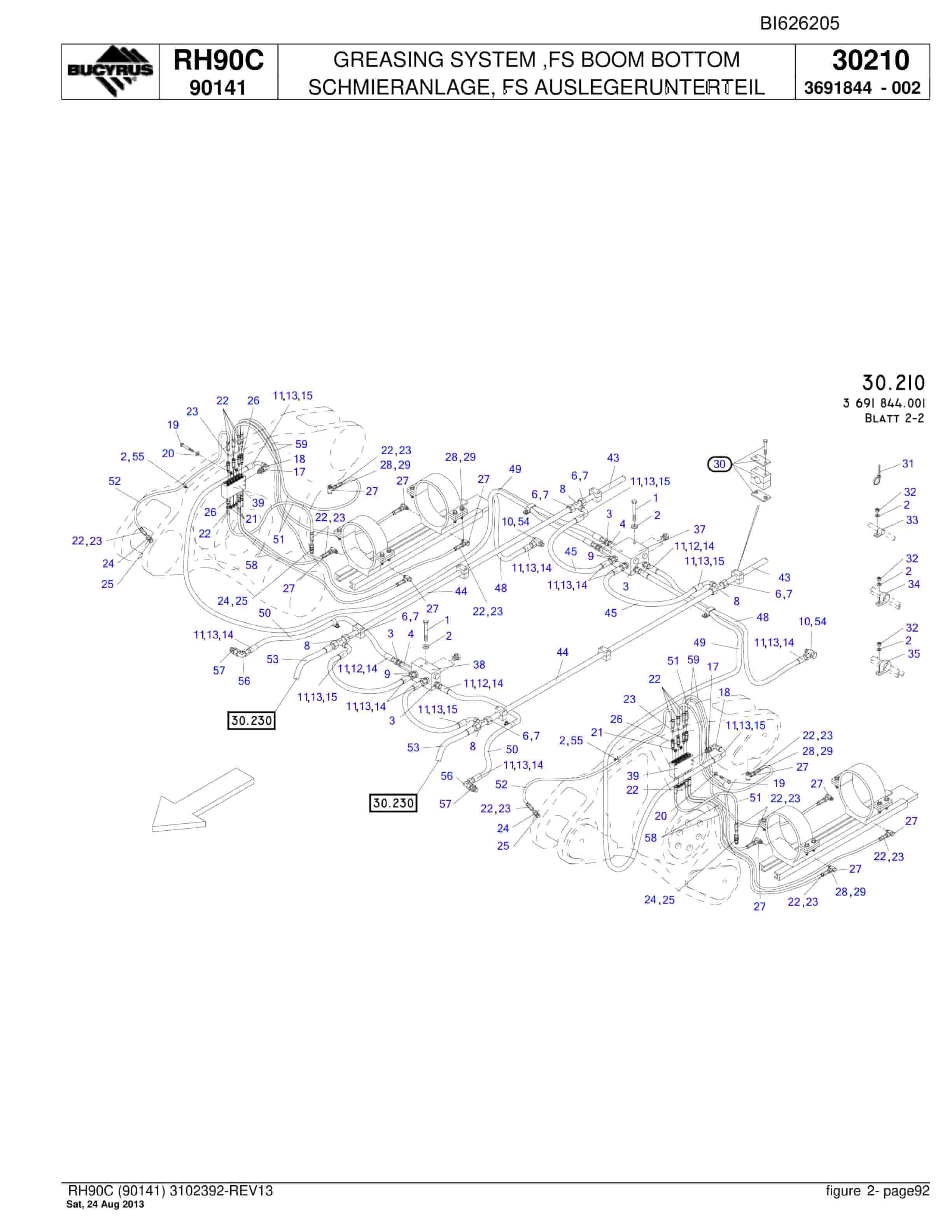 Bucyrus RH90C Hydraulic Excavator Parts Catalog BI626205-3