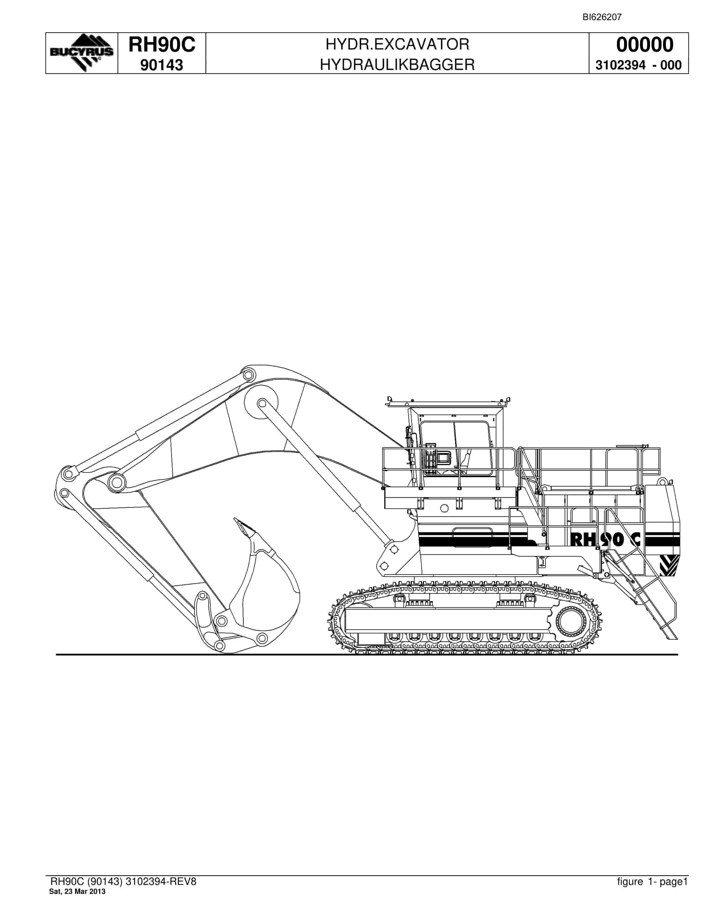 Bucyrus RH90C Hydraulic Excavator Parts Catalog BI626207