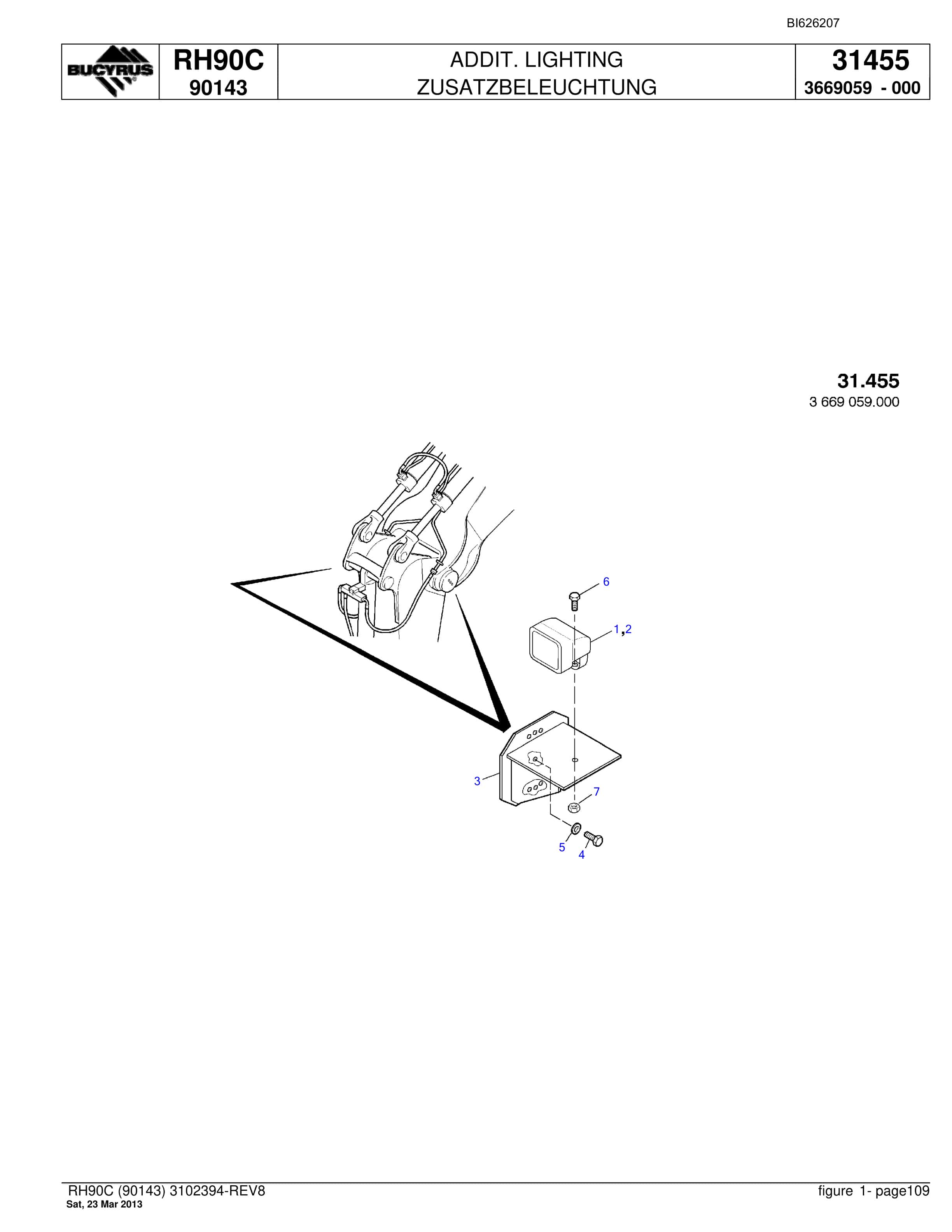 Bucyrus RH90C Hydraulic Excavator Parts Catalog BI626207-4
