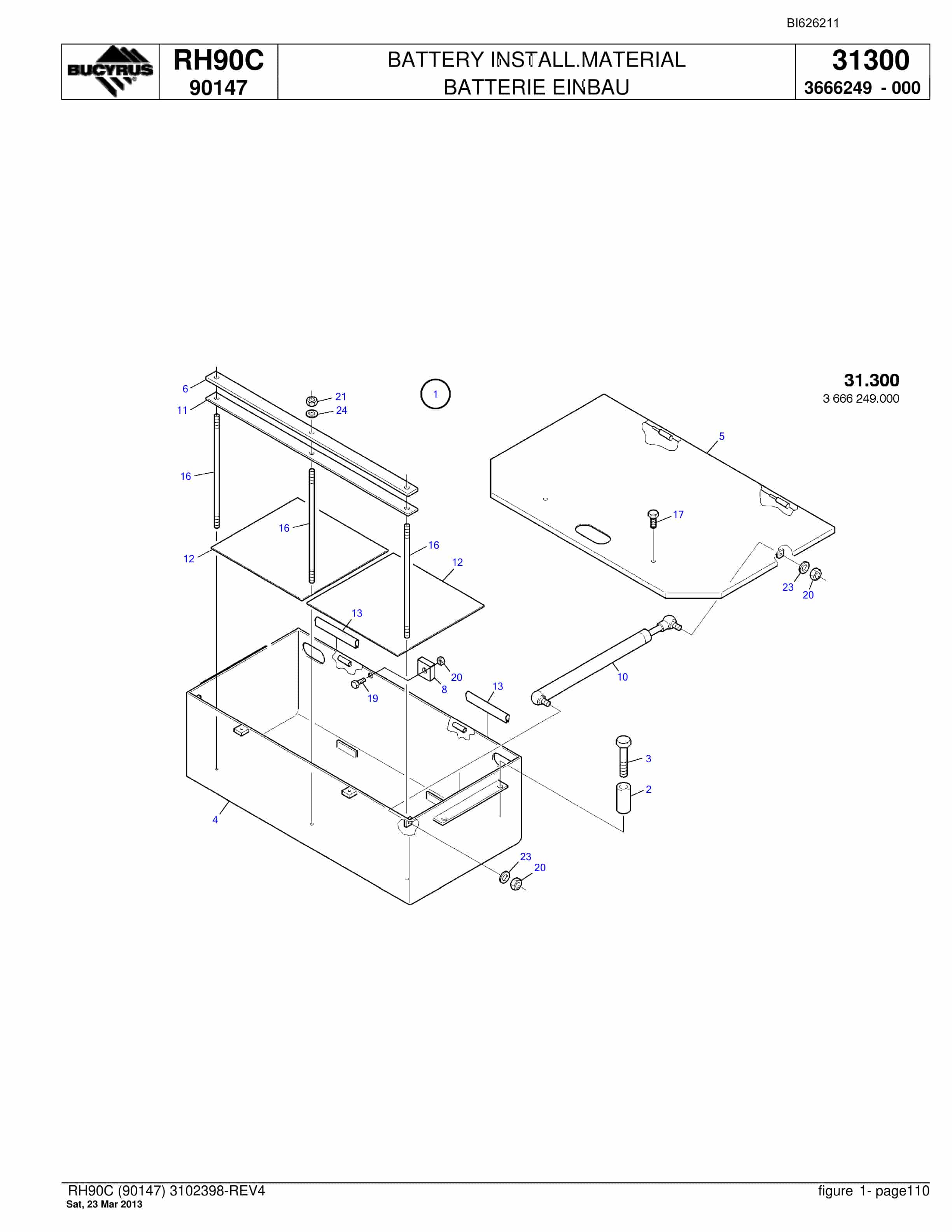 Bucyrus RH90C Hydraulic Excavator Parts Catalog BI626211-4