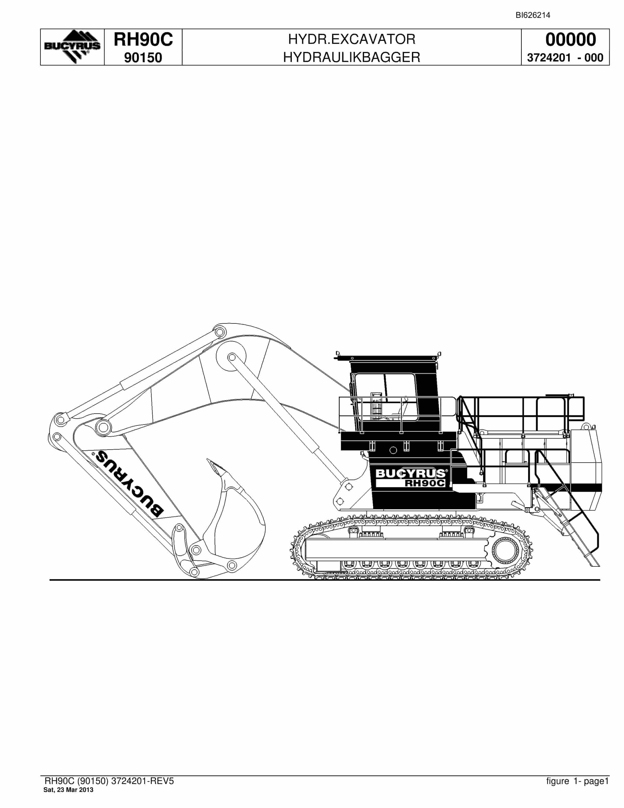 Bucyrus RH90C Hydraulic Excavator Parts Catalog BI626214
