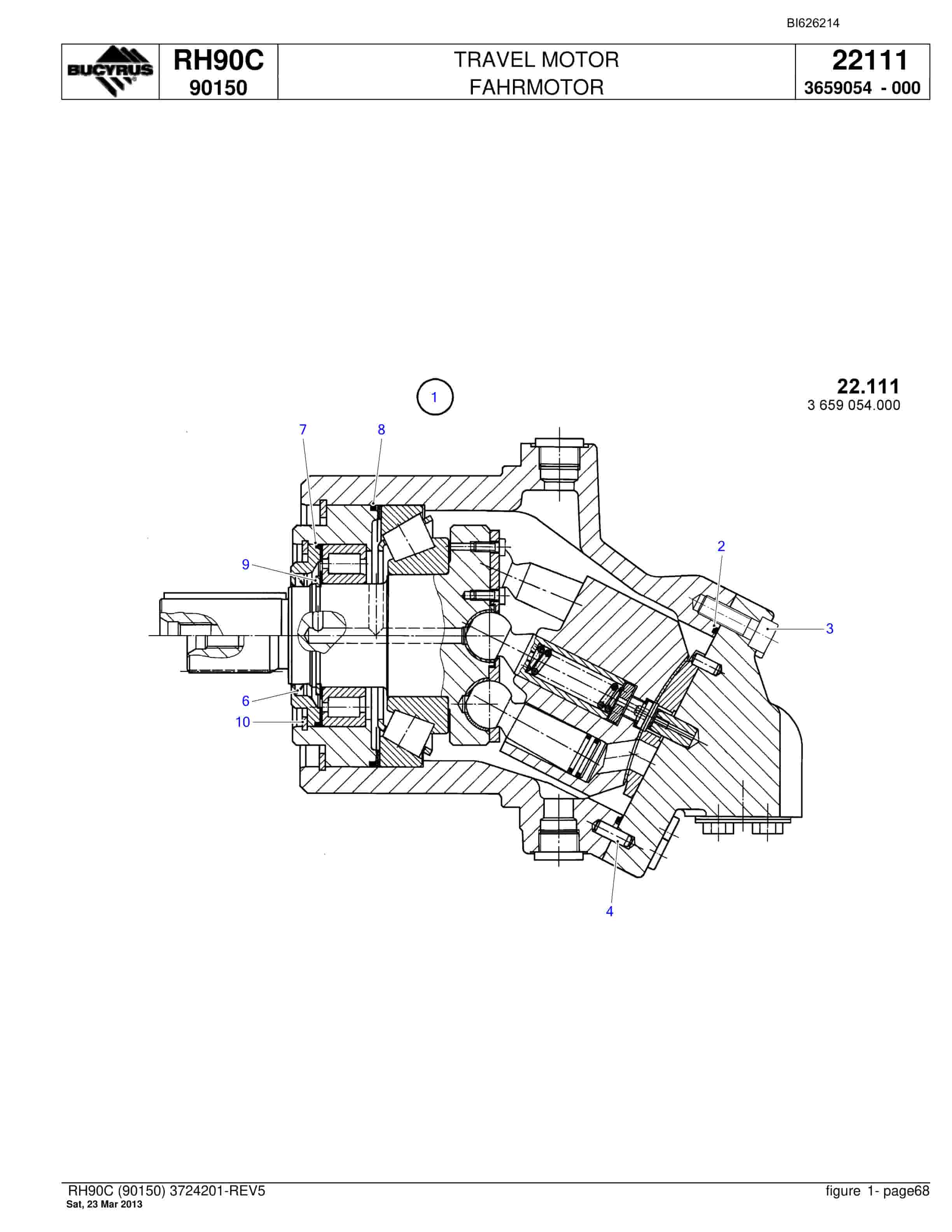 Bucyrus RH90C Hydraulic Excavator Parts Catalog BI626214-2