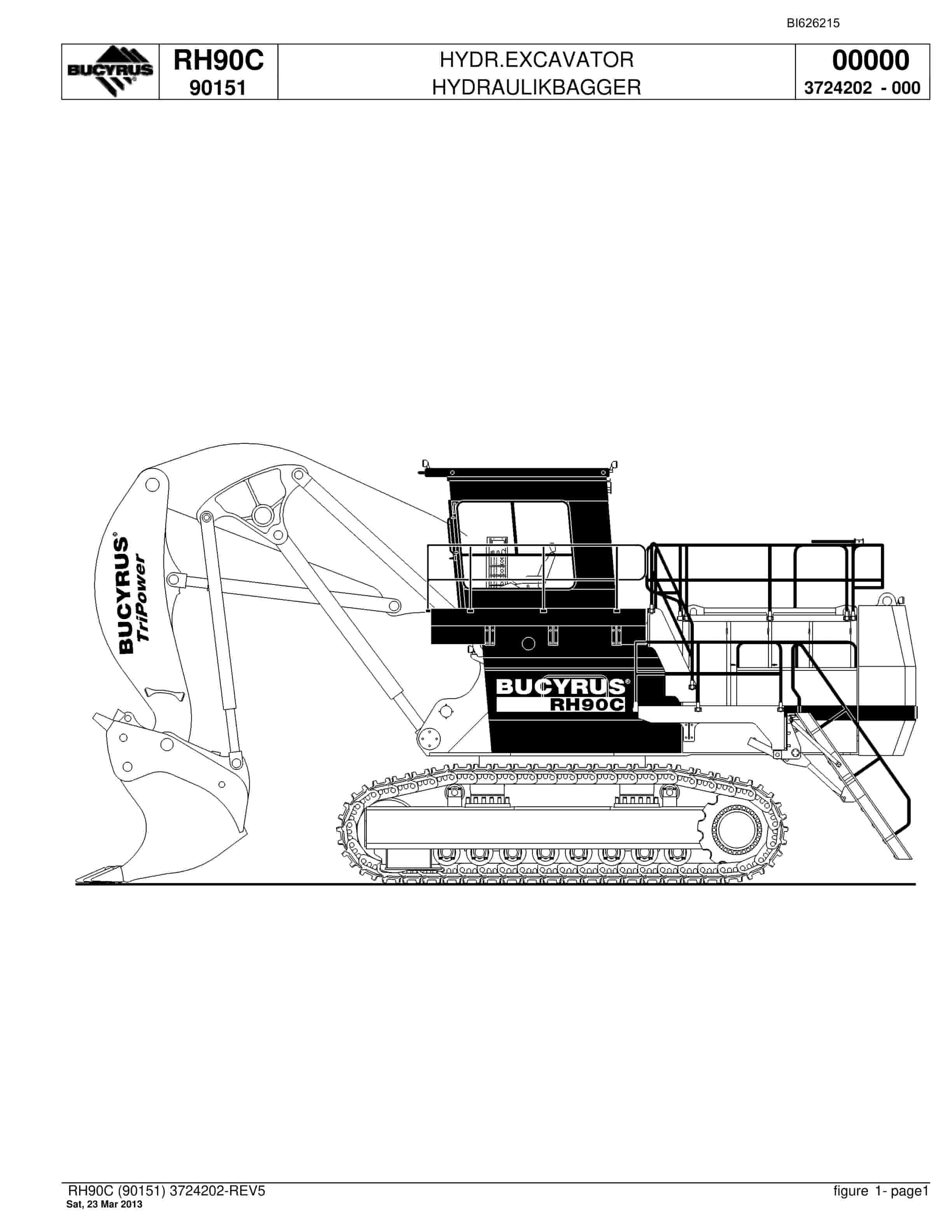 Bucyrus RH90C Hydraulic Excavator Parts Catalog BI626215