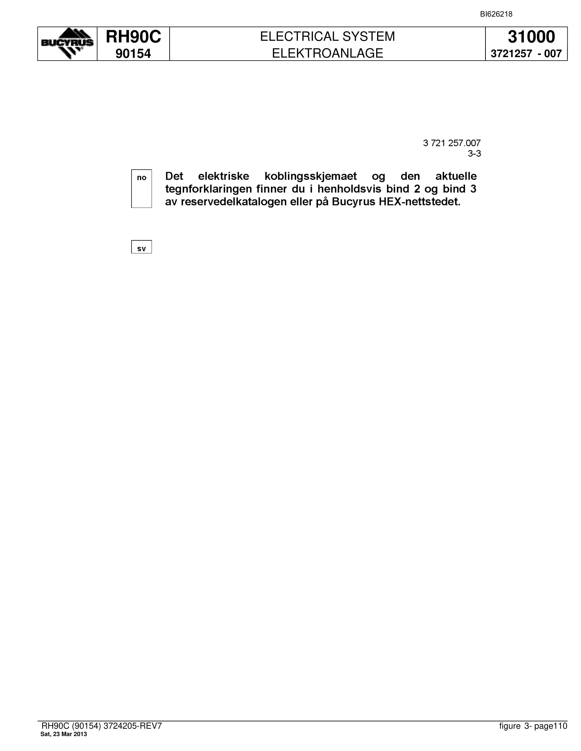 Bucyrus RH90C Hydraulic Excavator Parts Catalog BI626218-4