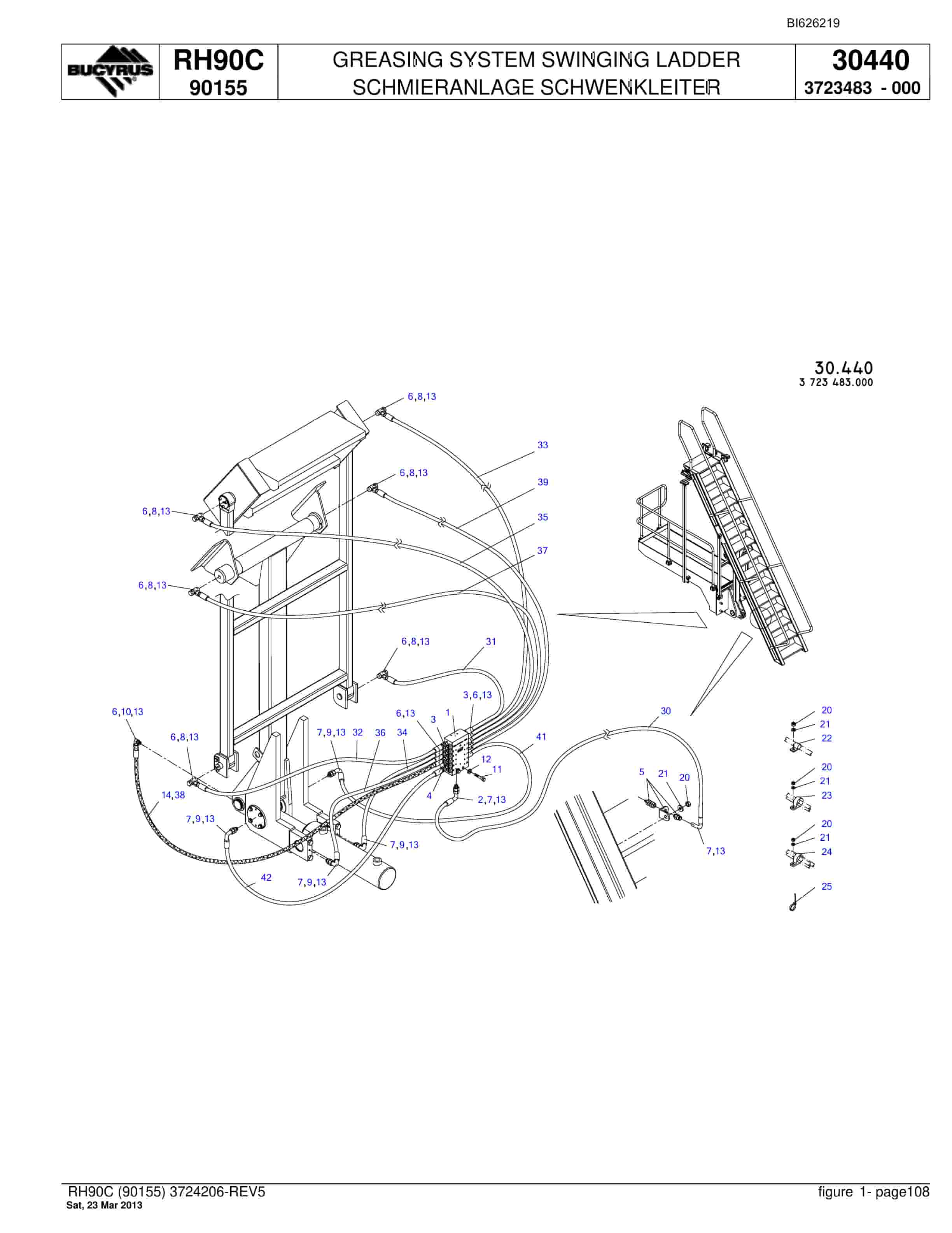 Bucyrus RH90C Hydraulic Excavator Parts Catalog BI626219-4