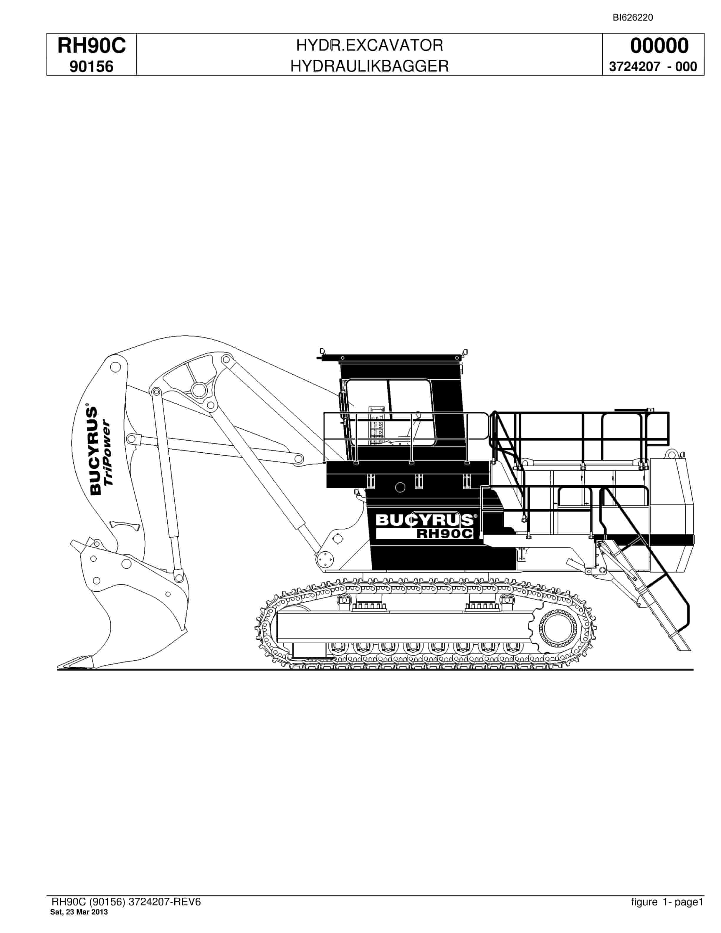 Bucyrus RH90C Hydraulic Excavator Parts Catalog BI626220