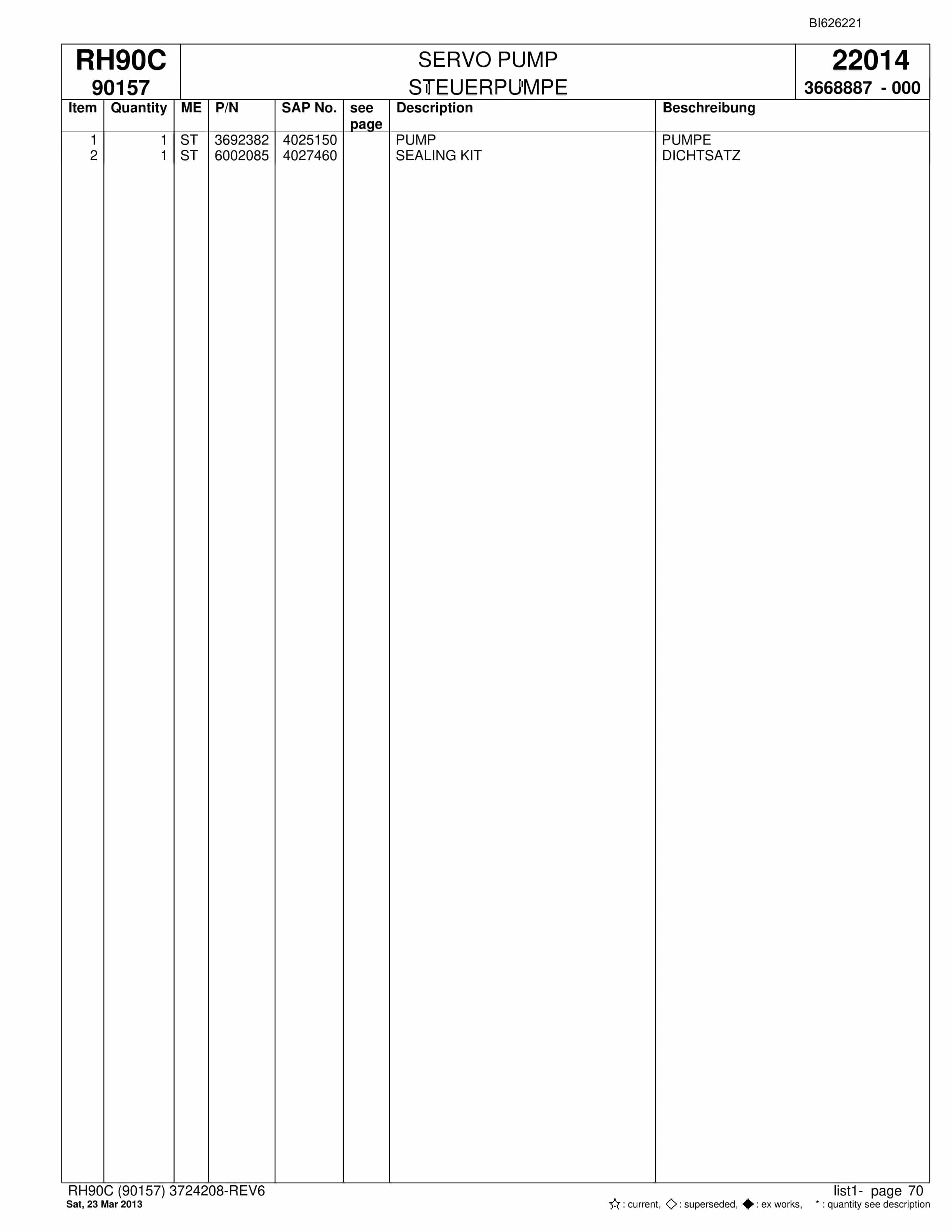Bucyrus RH90C Hydraulic Excavator Parts Catalog BI626221-2