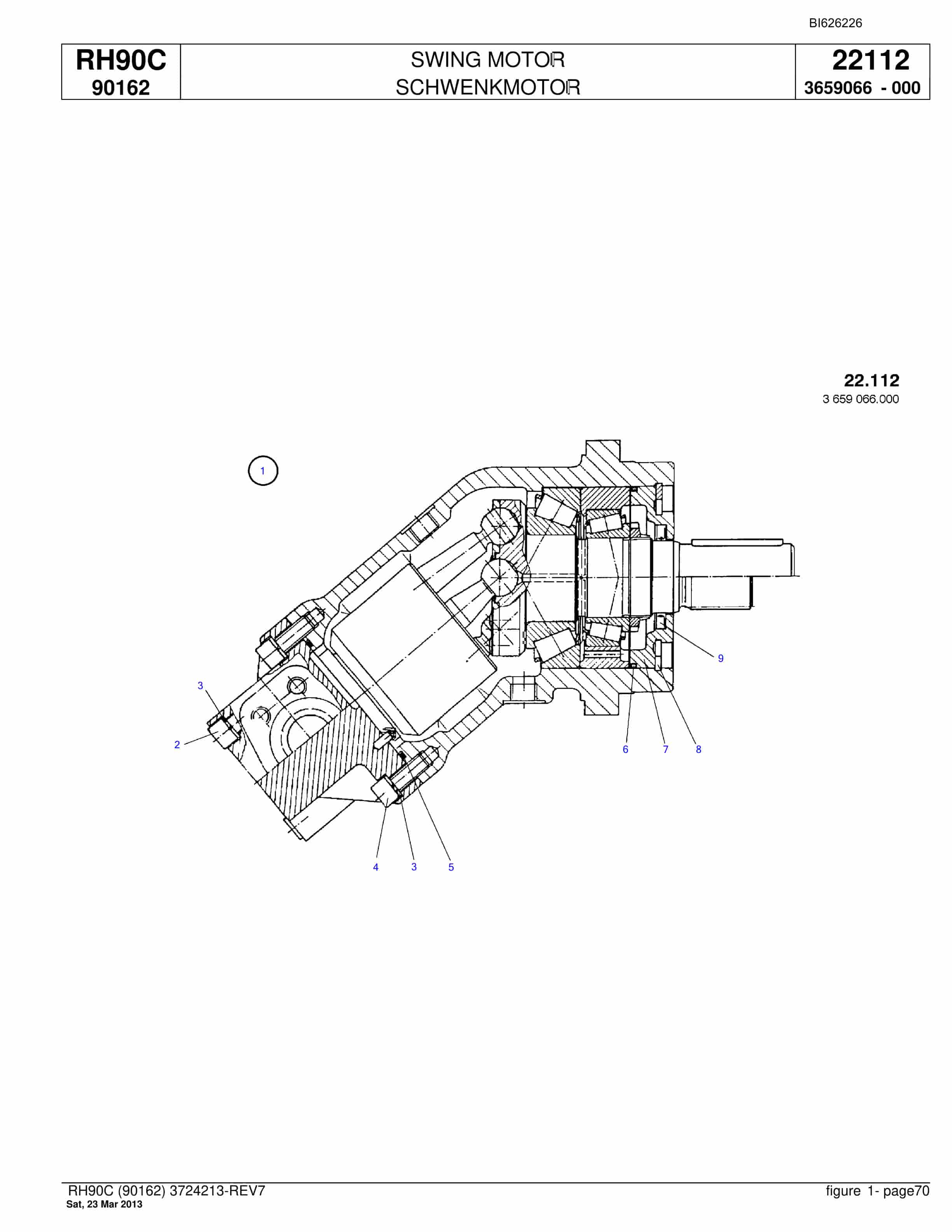 Bucyrus RH90C Hydraulic Excavator Parts Catalog BI626226-2